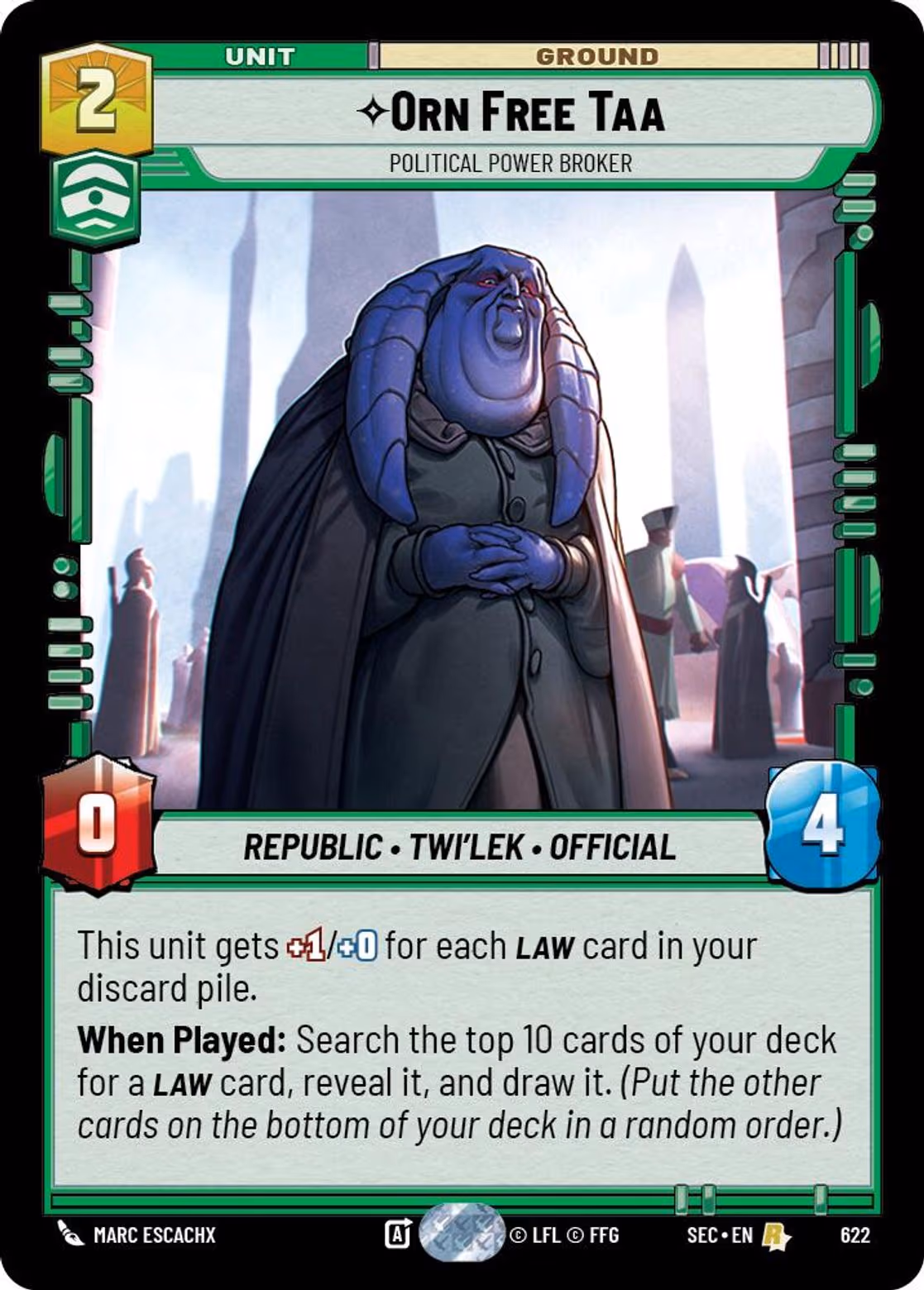 Orn Free Taa - Political Power Broker SEC-622 Foil Star Wars Unlimited card