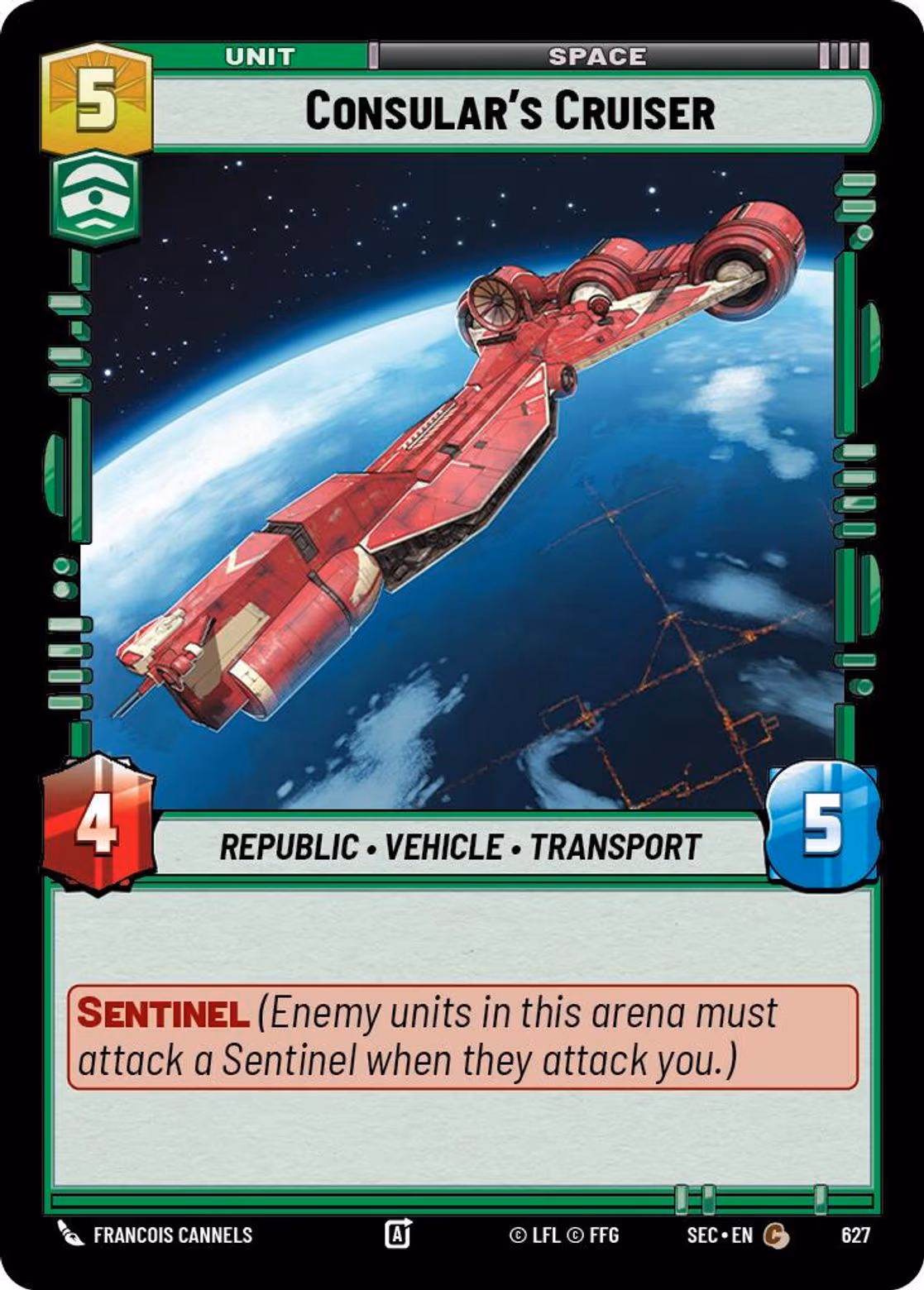 Consular's Cruiser SEC-627 Foil Star Wars Unlimited card