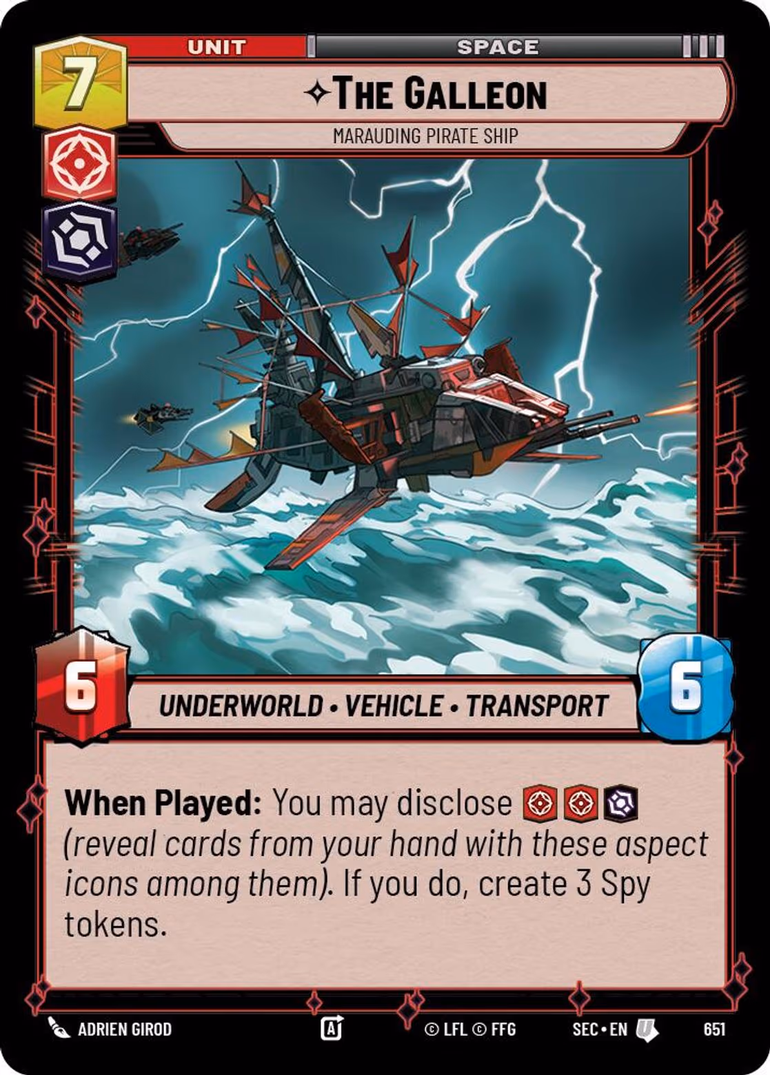 The Galleon - Marauding Pirate Ship SEC-651 Foil Star Wars Unlimited card