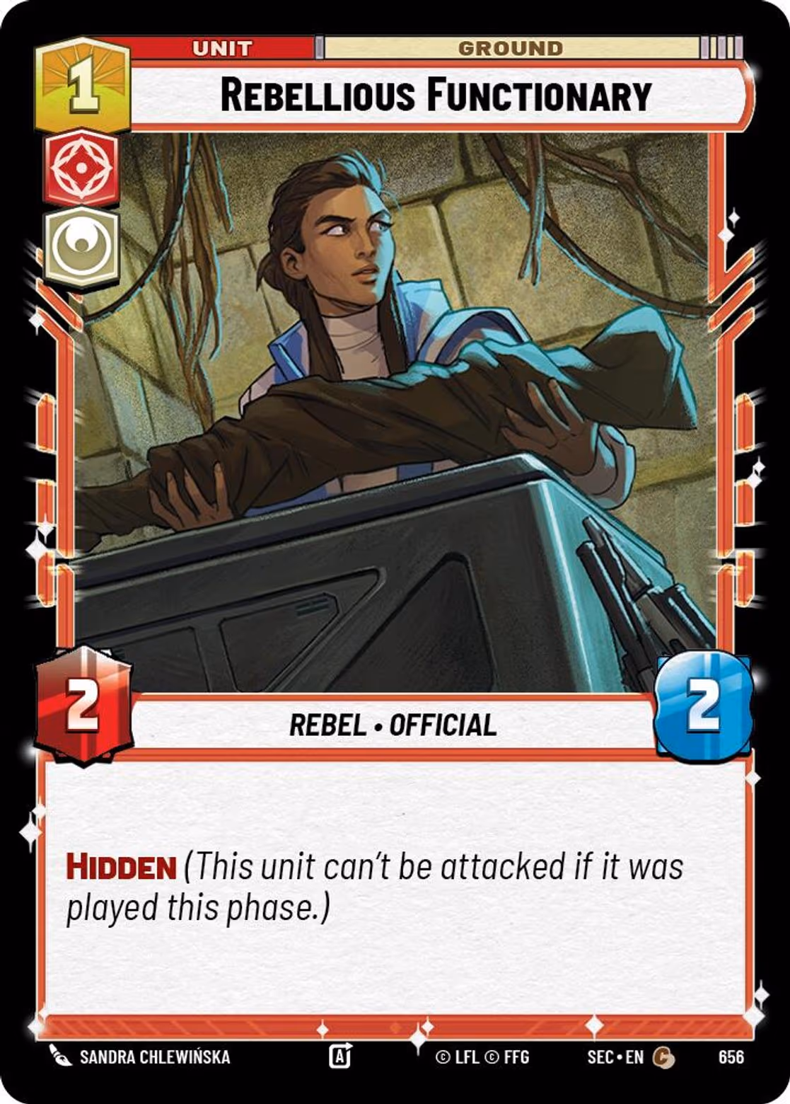 Rebellious Functionary SEC-656 Foil Star Wars Unlimited card