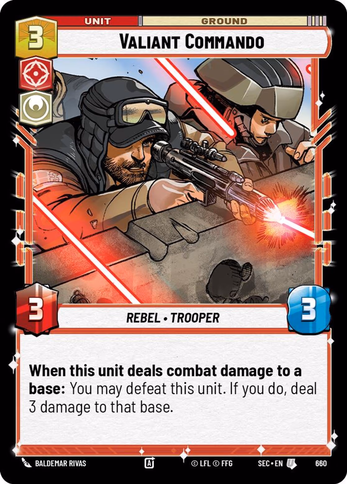 Valiant Commando SEC-660 Foil Star Wars Unlimited card