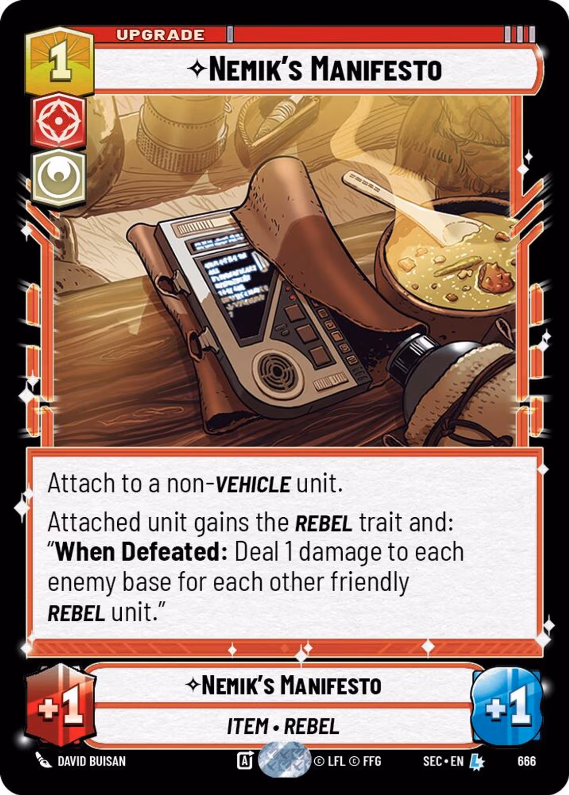 Nemik's Manifesto SEC-666 Foil Star Wars Unlimited card