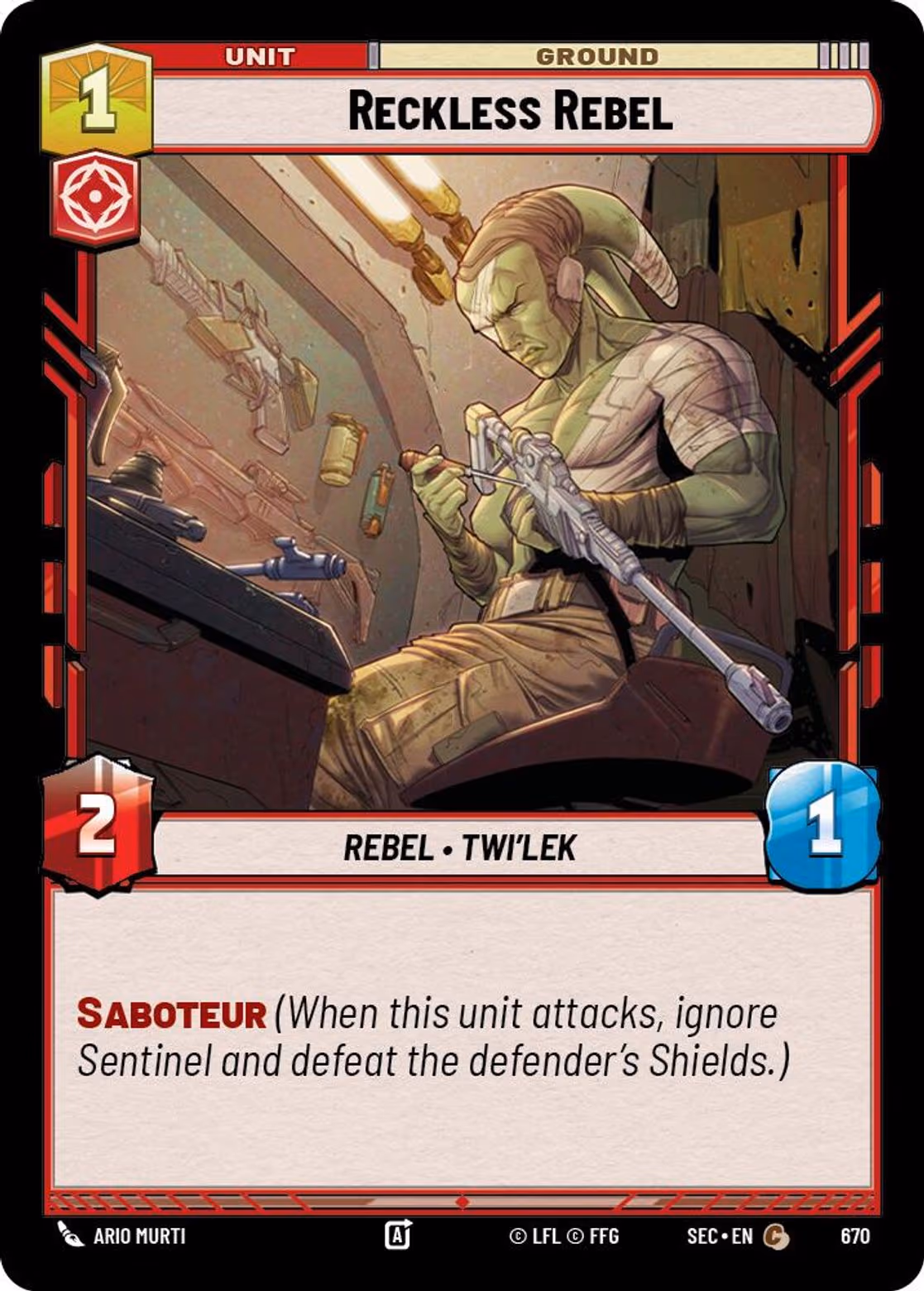 Reckless Rebel SEC-670 Foil Star Wars Unlimited card