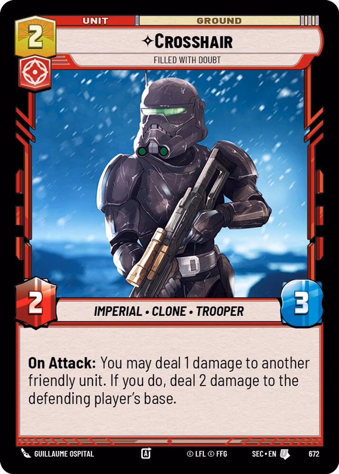 Crosshair - Filled With Doubt SEC-672 Foil Star Wars Unlimited card