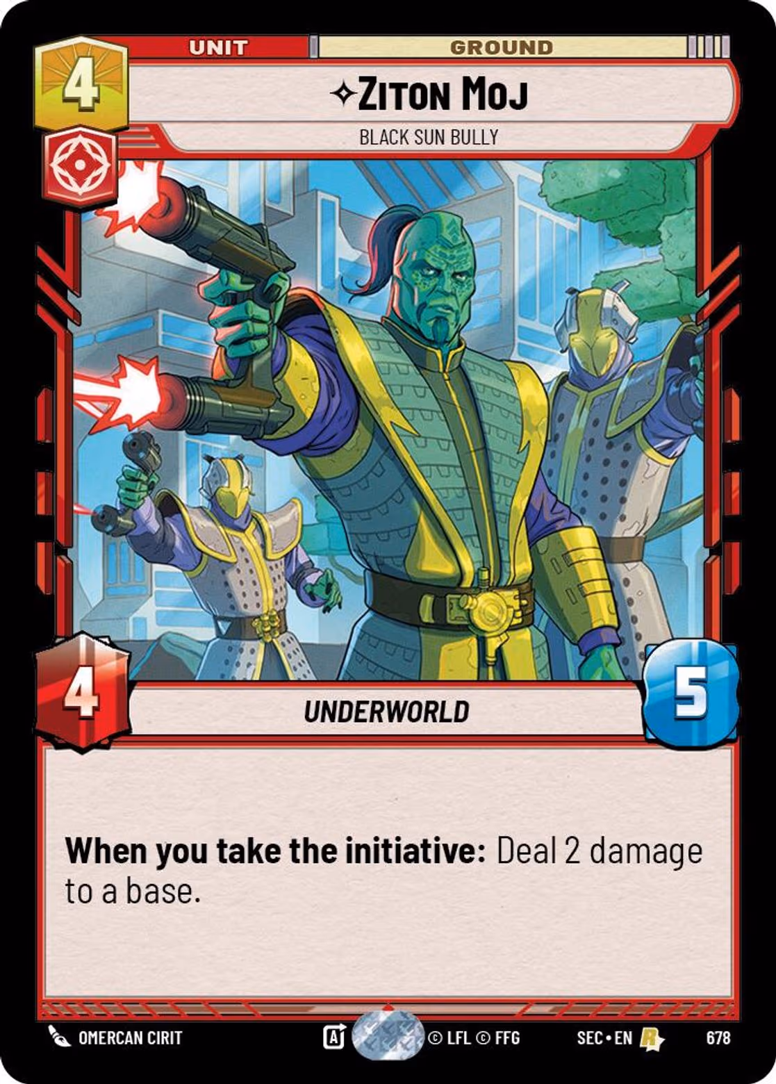 Ziton Moj - Black Sun Bully SEC-678 Foil Star Wars Unlimited card