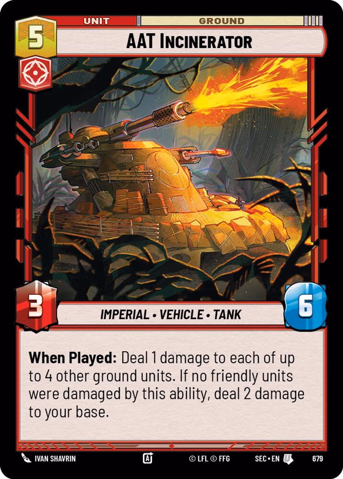 AAT Incinerator SEC-679 Foil Star Wars Unlimited card