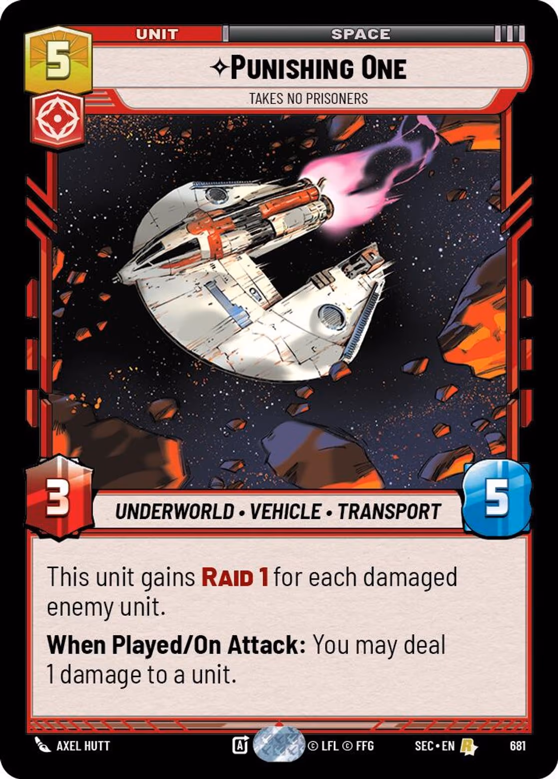 Punishing One - Takes No Prisoners SEC-681 Foil Star Wars Unlimited card