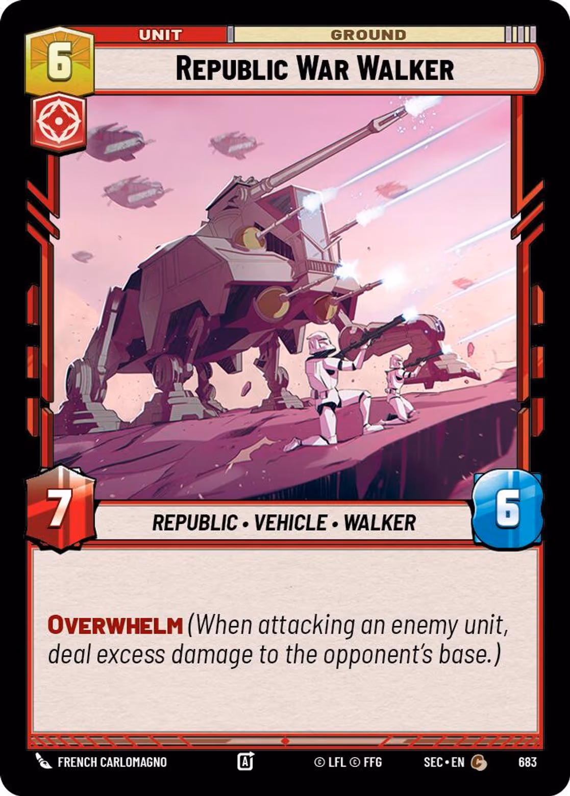 Republic War Walker SEC-683 Foil Star Wars Unlimited card