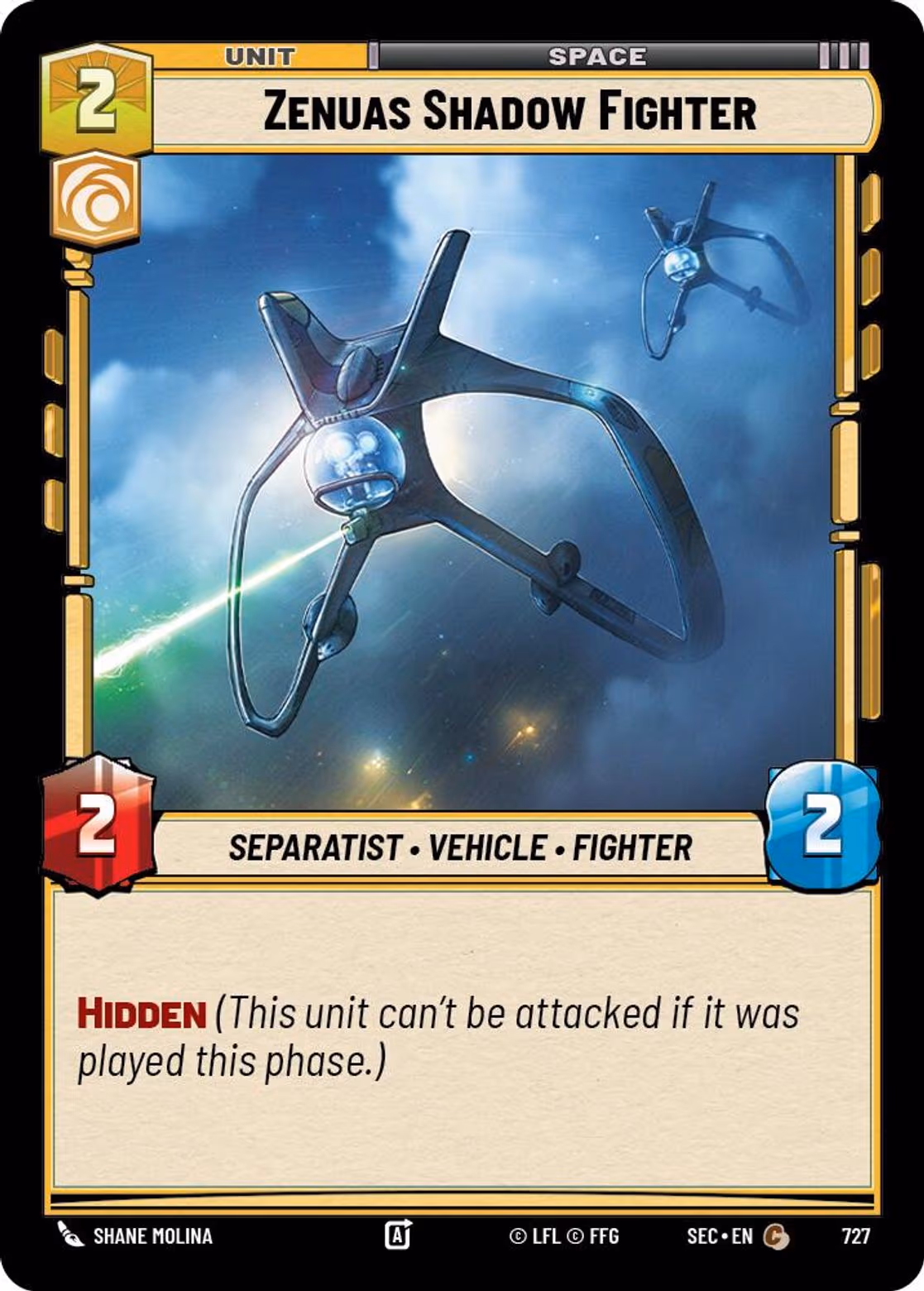 Zenuas Shadow Fighter SEC-727 Foil Star Wars Unlimited card