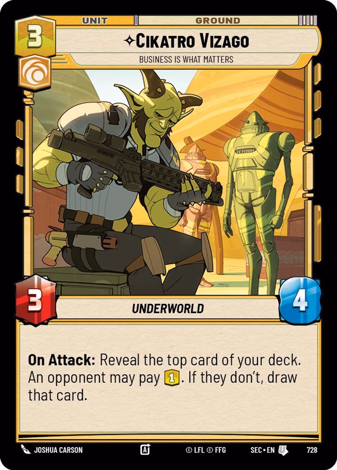 Cikatro Vizago - Business is What Matters SEC-728 Foil Star Wars Unlimited card