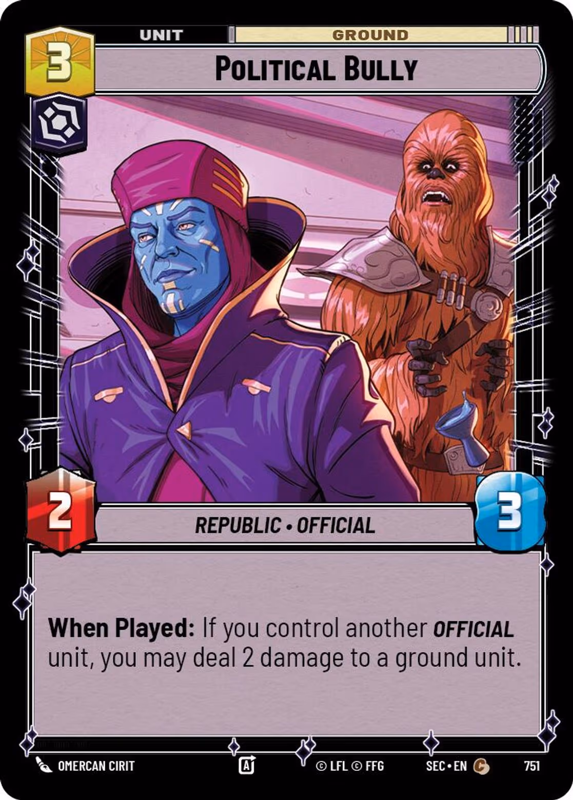 Political Bully SEC-751 Foil Star Wars Unlimited card