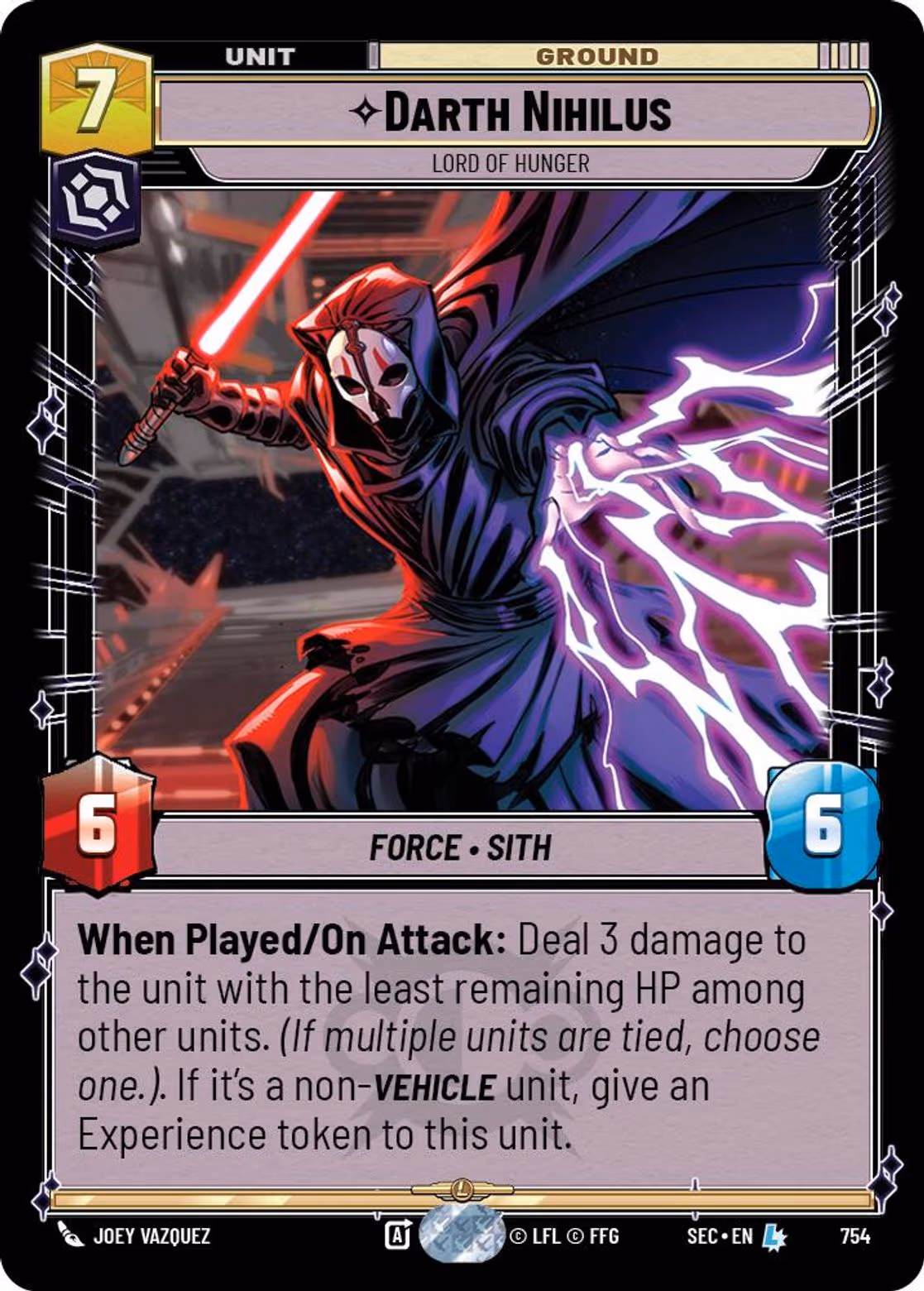Darth Nihilus - Lord of Hunger SEC-754 Foil Star Wars Unlimited card
