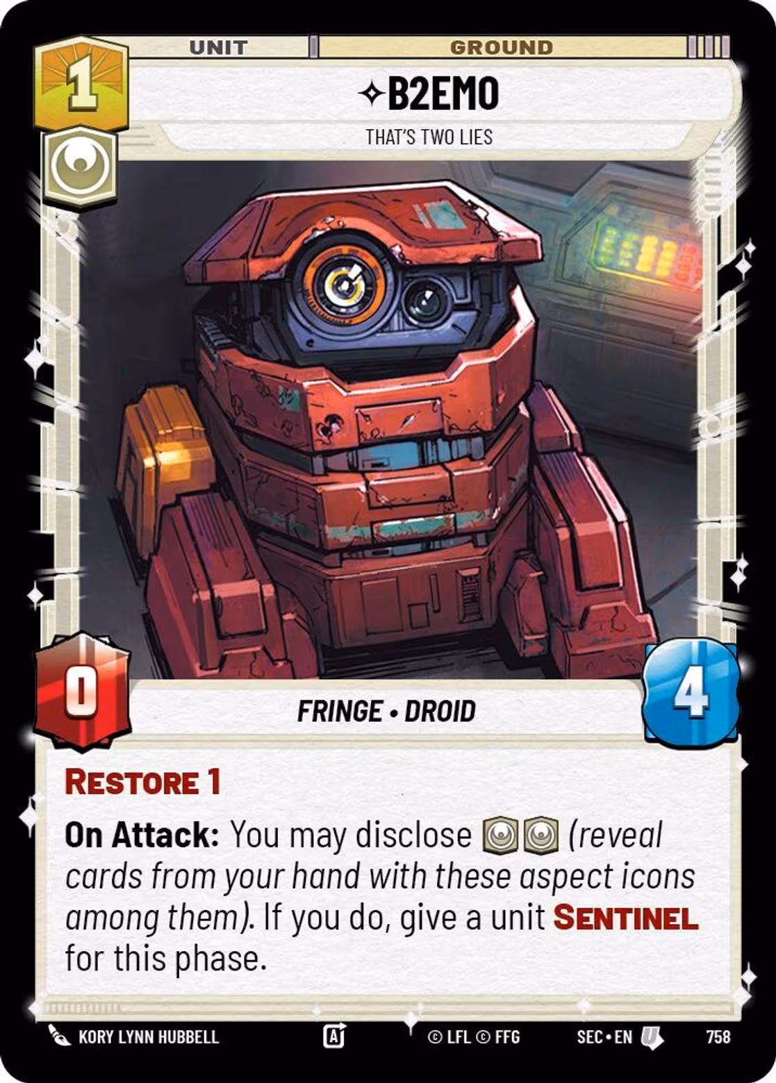 B2EM0 - That's Two Lies SEC-758 Foil Star Wars Unlimited card