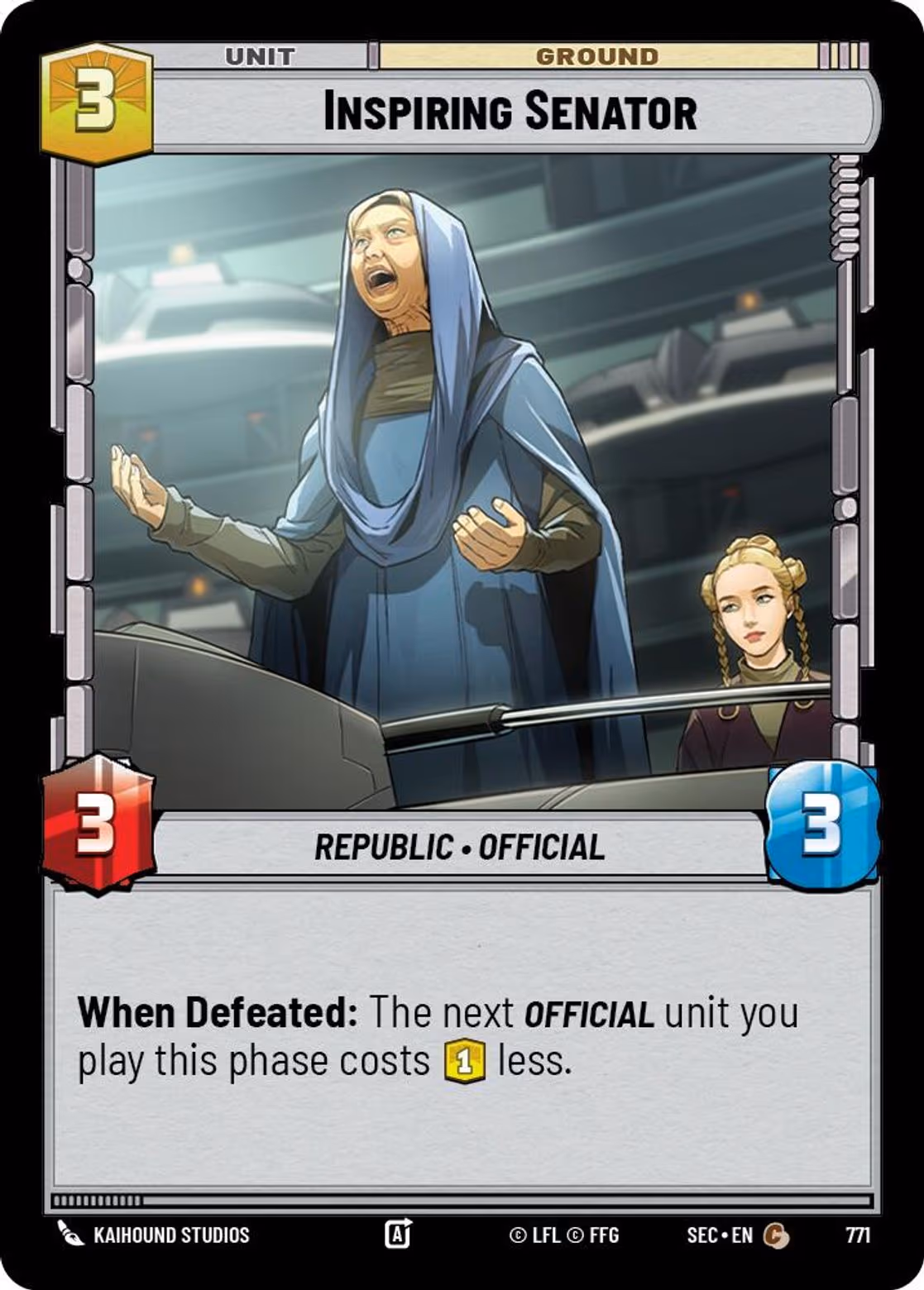 Inspiring Senator SEC-771 Foil Star Wars Unlimited card