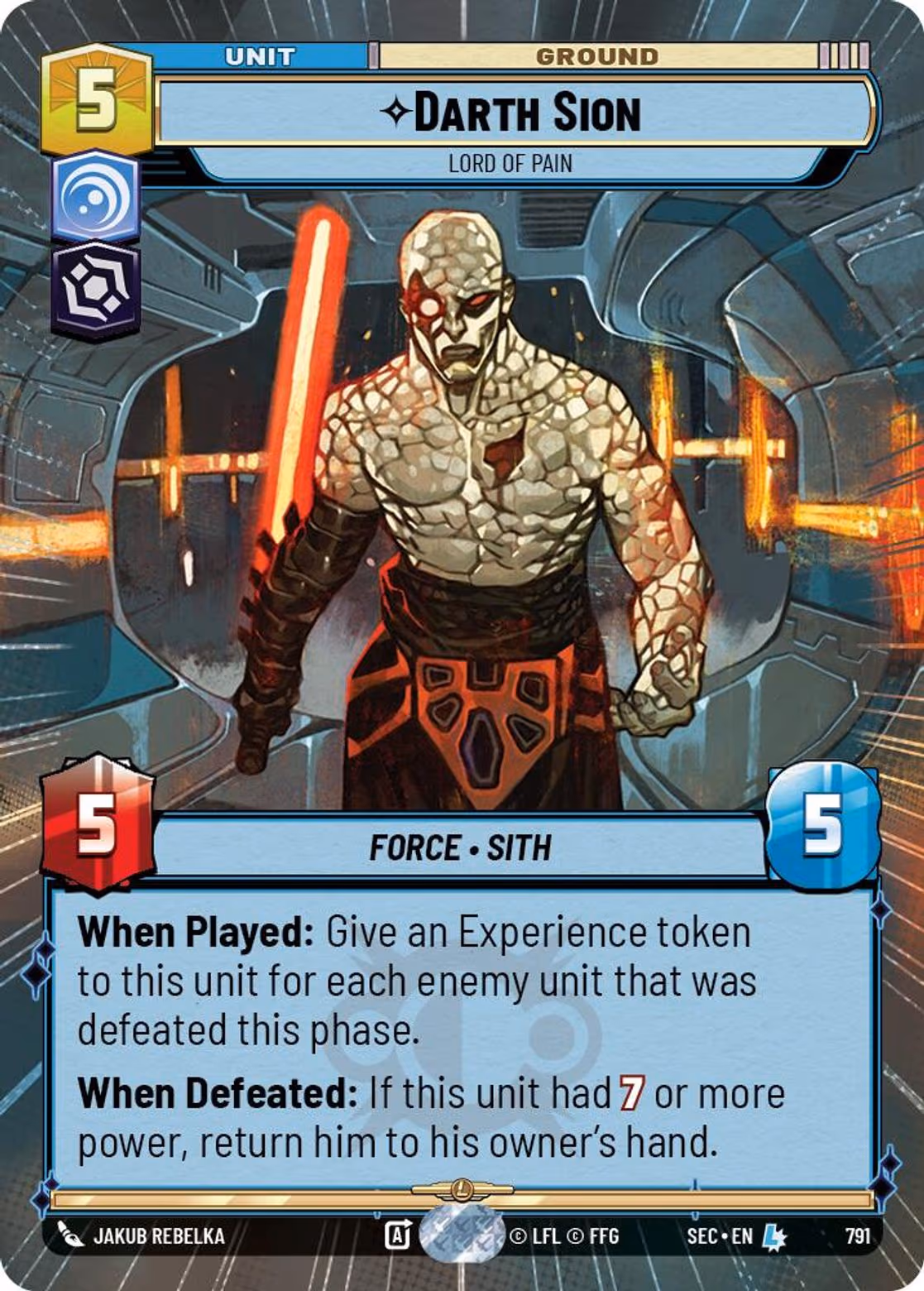 Darth Sion - Lord of Pain SEC-791 Hyperspace Foil Star Wars Unlimited card