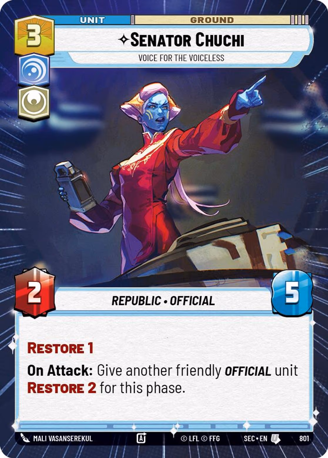 Senator Chuchi - Voice for the Voiceless SEC-801 Hyperspace Foil Star Wars Unlimited card