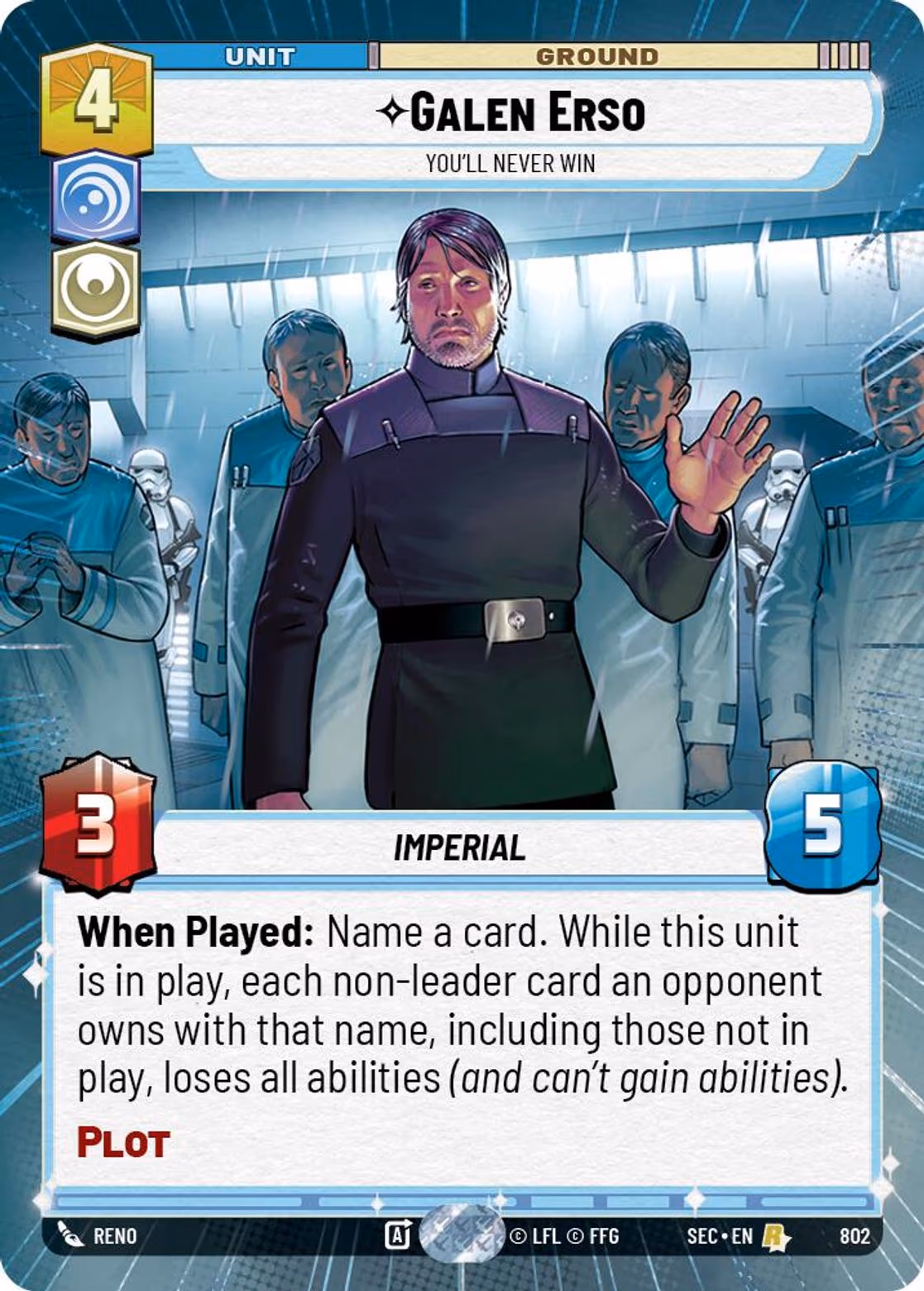 Galen Erso - You'll Never Win SEC-802 Hyperspace Foil Star Wars Unlimited card