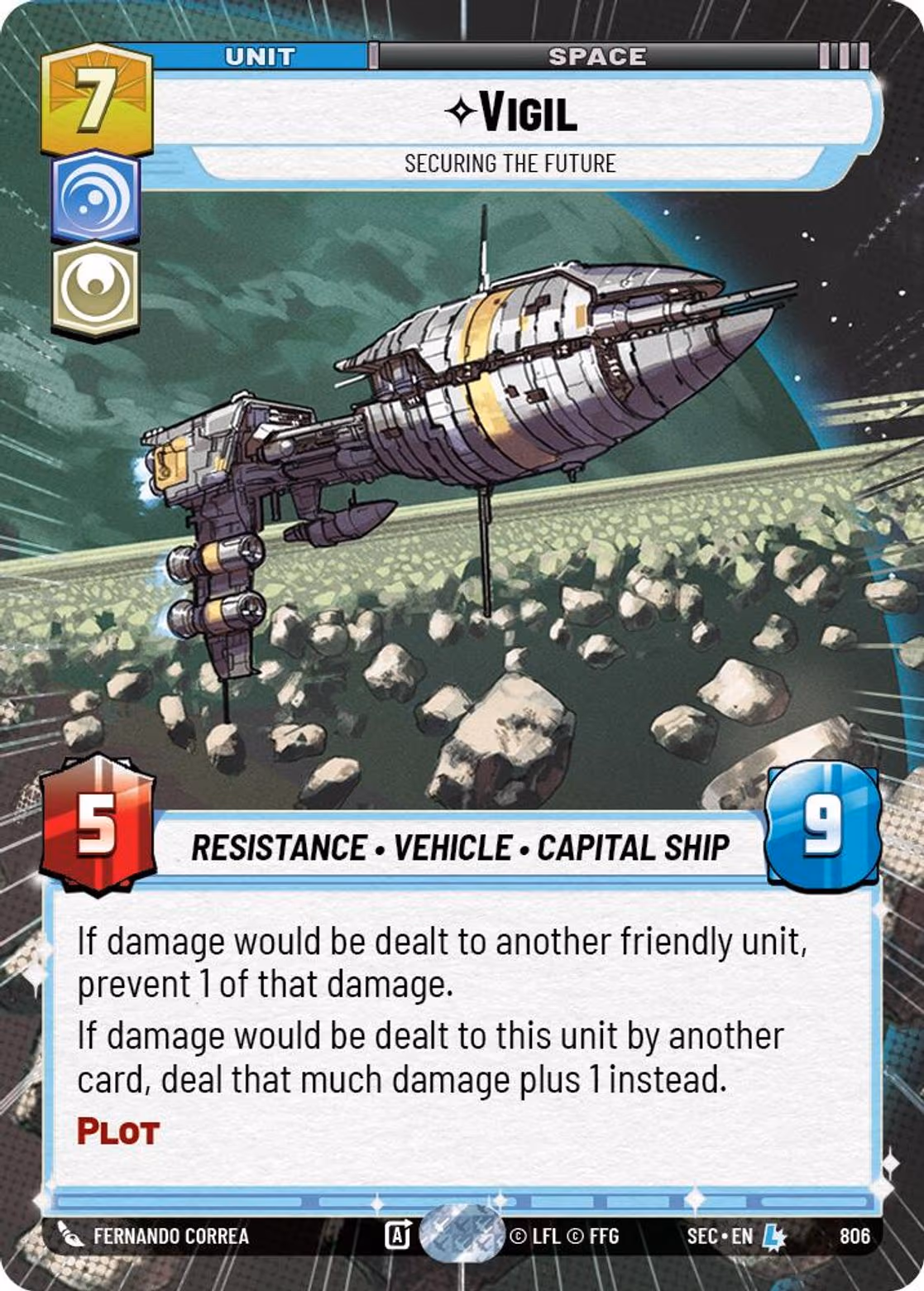 Vigil - Securing the Future SEC-806 Hyperspace Foil Star Wars Unlimited card