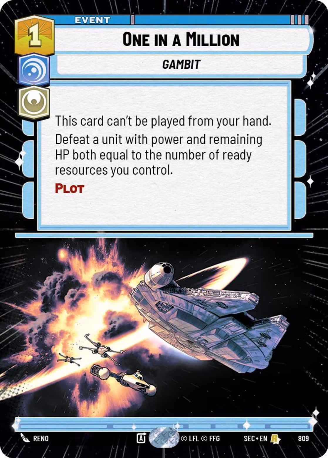 One in a Million SEC-809 Hyperspace Foil Star Wars Unlimited card