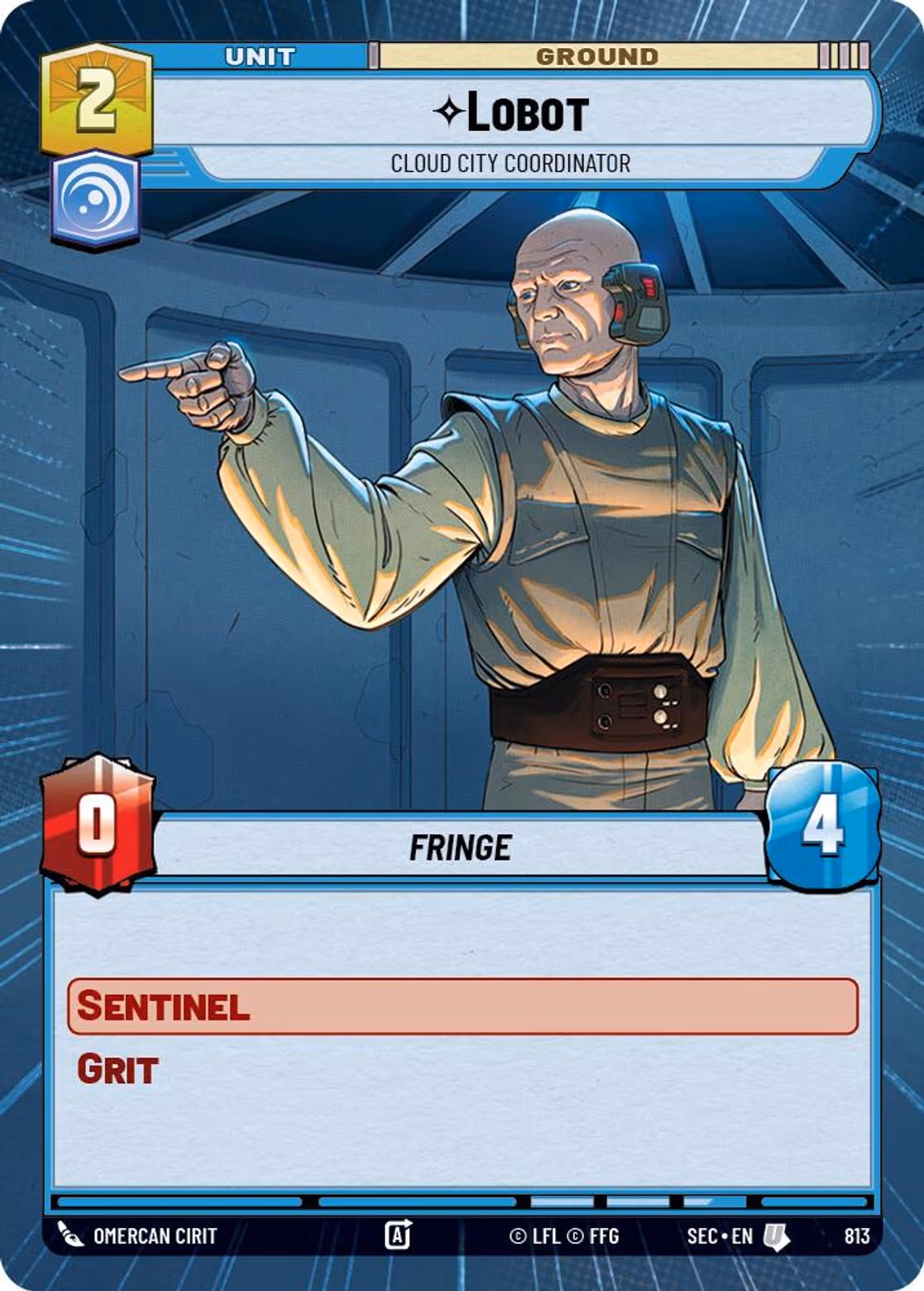 Lobot - Cloud City Coordinator SEC-813 Hyperspace Foil Star Wars Unlimited card