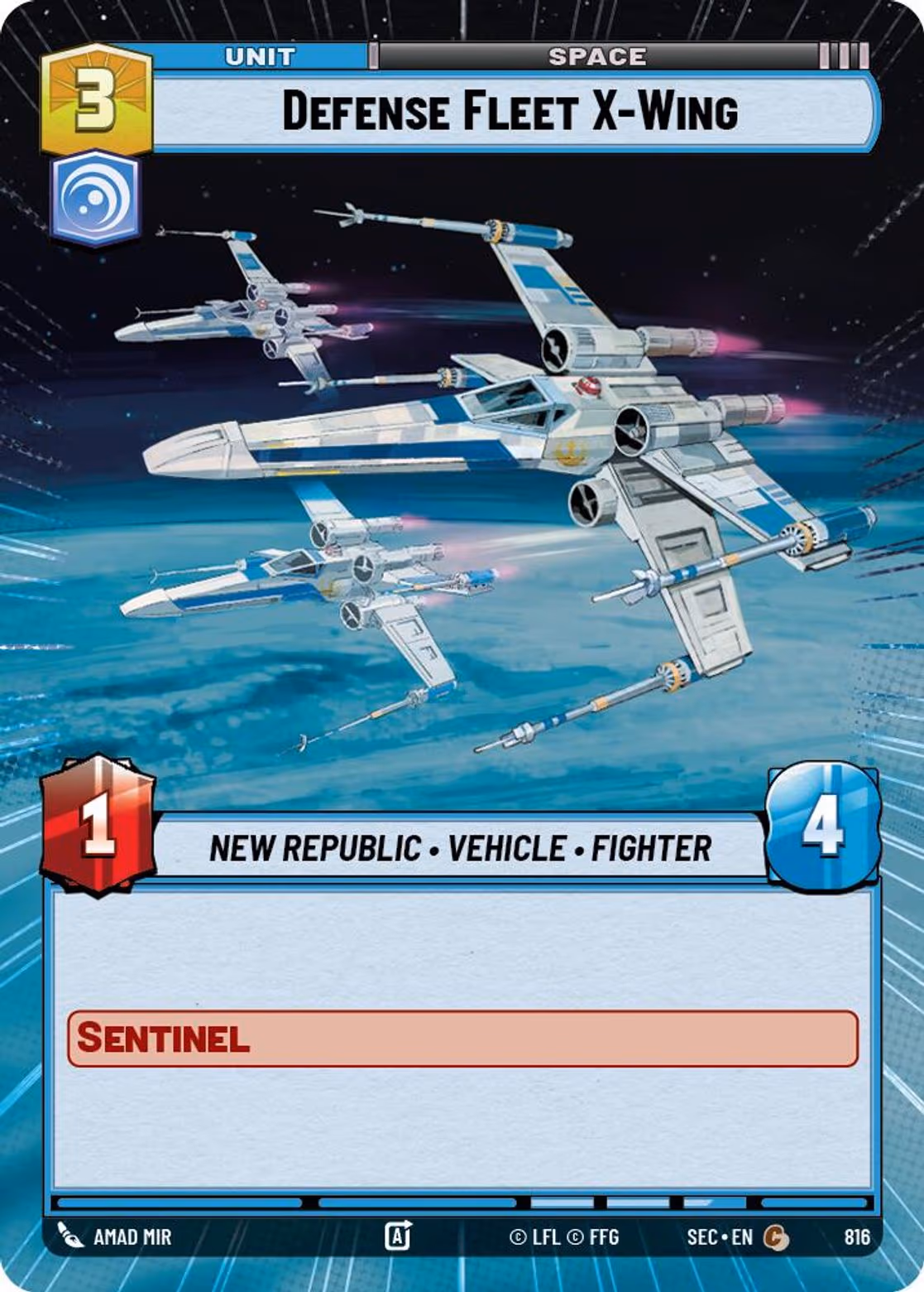 Defense Fleet X-Wing SEC-816 Hyperspace Foil Star Wars Unlimited card
