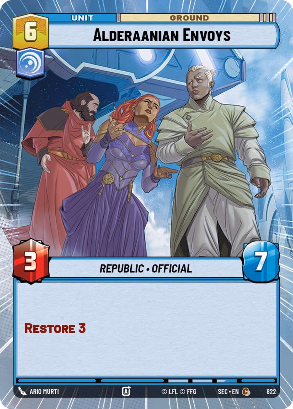 Alderaanian Envoys SEC-822 Hyperspace Foil Star Wars Unlimited card