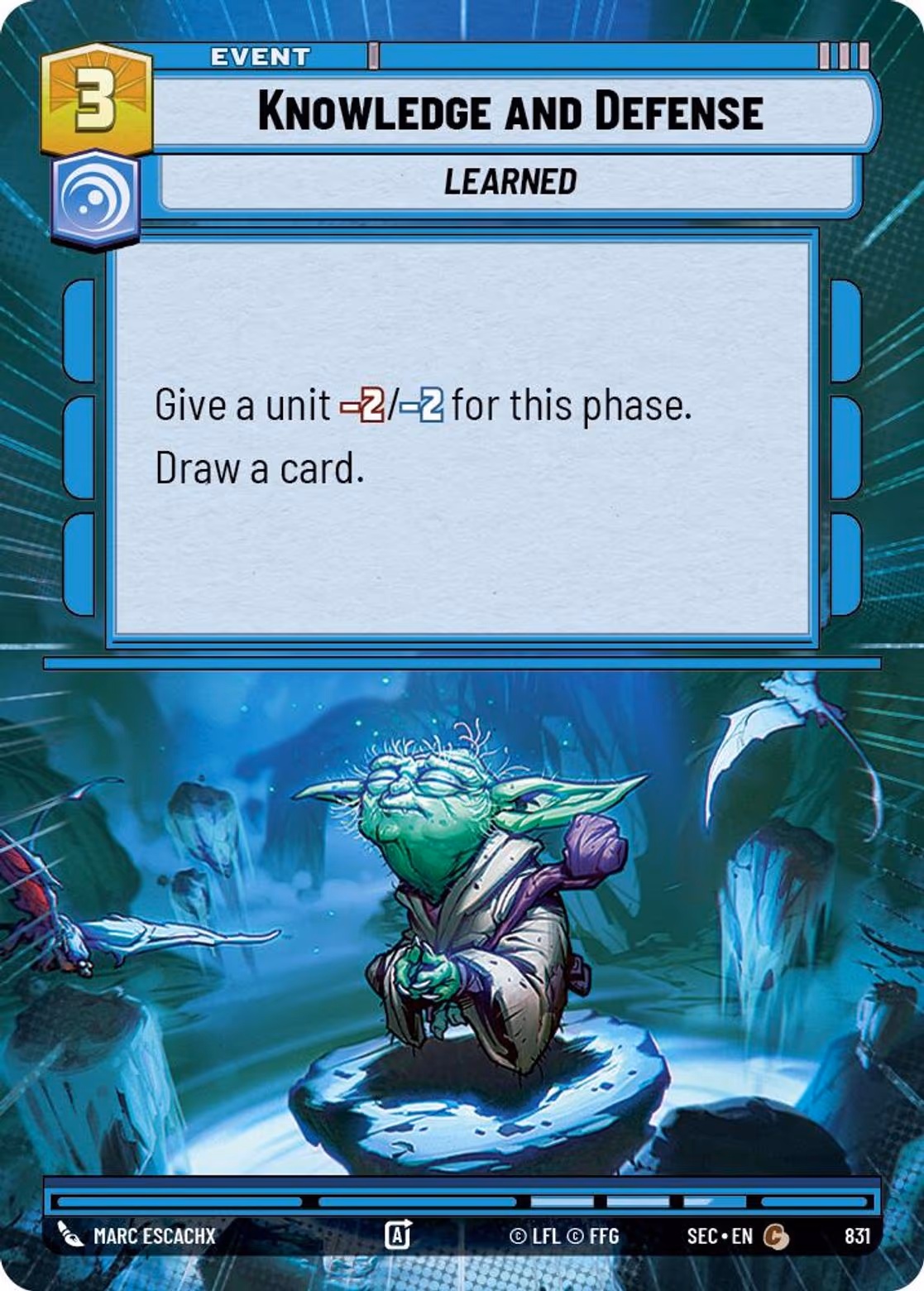 Knowledge and Defense SEC-831 Hyperspace Foil Star Wars Unlimited card