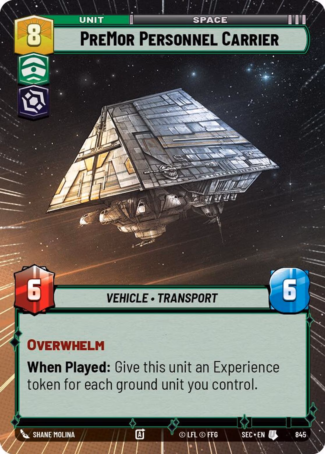 PreMor Personnel Carrier SEC-845 Hyperspace Foil Star Wars Unlimited card