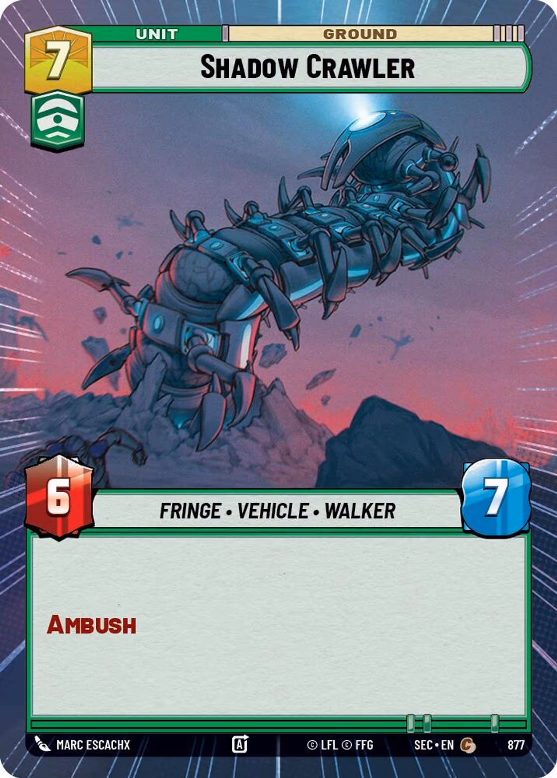 Shadow Crawler SEC-877 Hyperspace Foil Star Wars Unlimited card