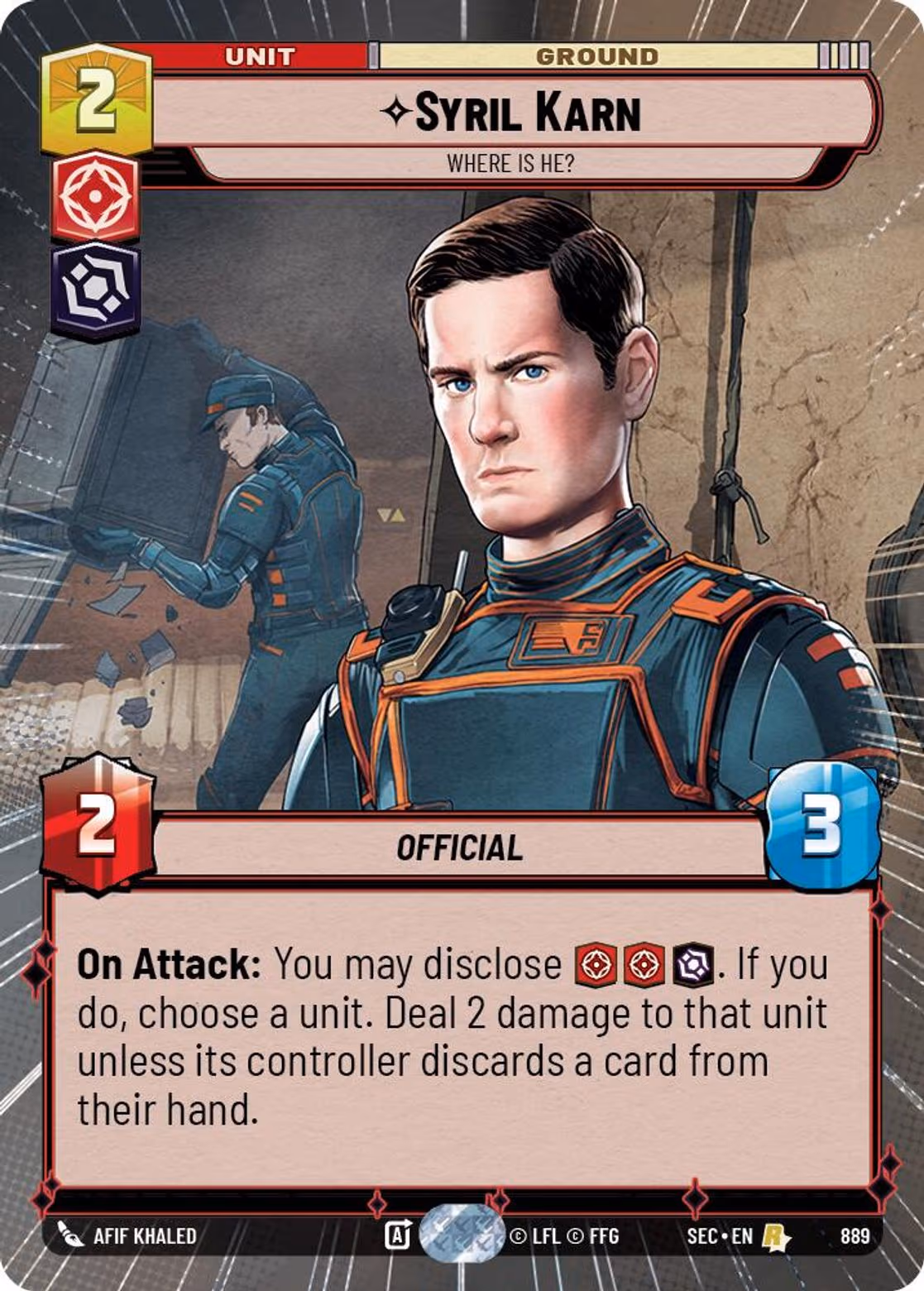 Syril Karn - Where is He? SEC-889 Hyperspace Foil Star Wars Unlimited card