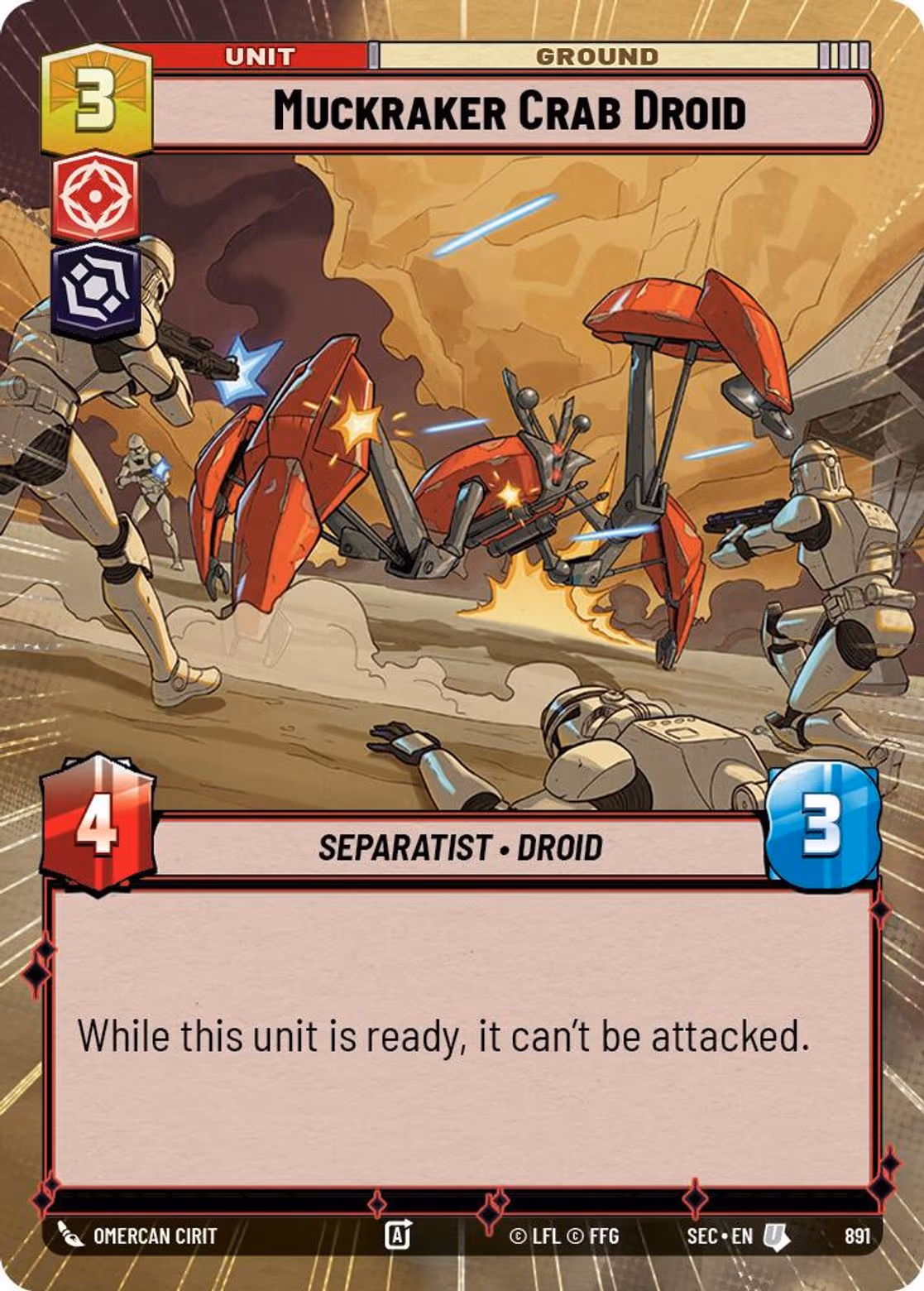 Muckraker Crab Droid SEC-891 Hyperspace Foil Star Wars Unlimited card
