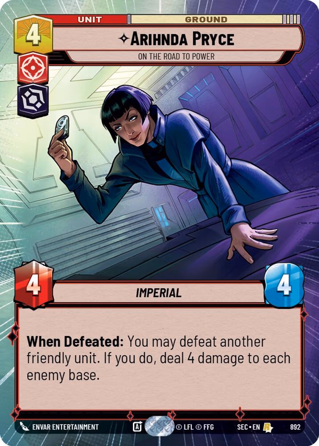 Arihnda Pryce - On the Road to Power SEC-892 Hyperspace Foil Star Wars Unlimited card