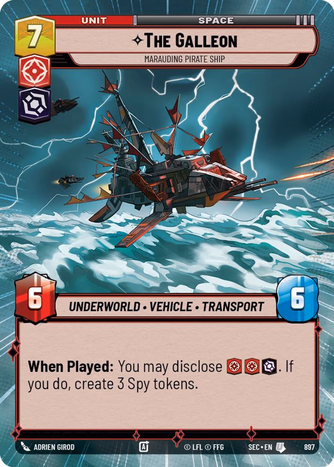 The Galleon - Marauding Pirate Ship SEC-897 Hyperspace Foil Star Wars Unlimited card