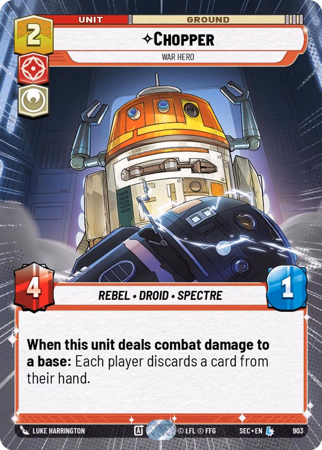 Chopper - War Hero SEC-903 Hyperspace Foil Star Wars Unlimited card