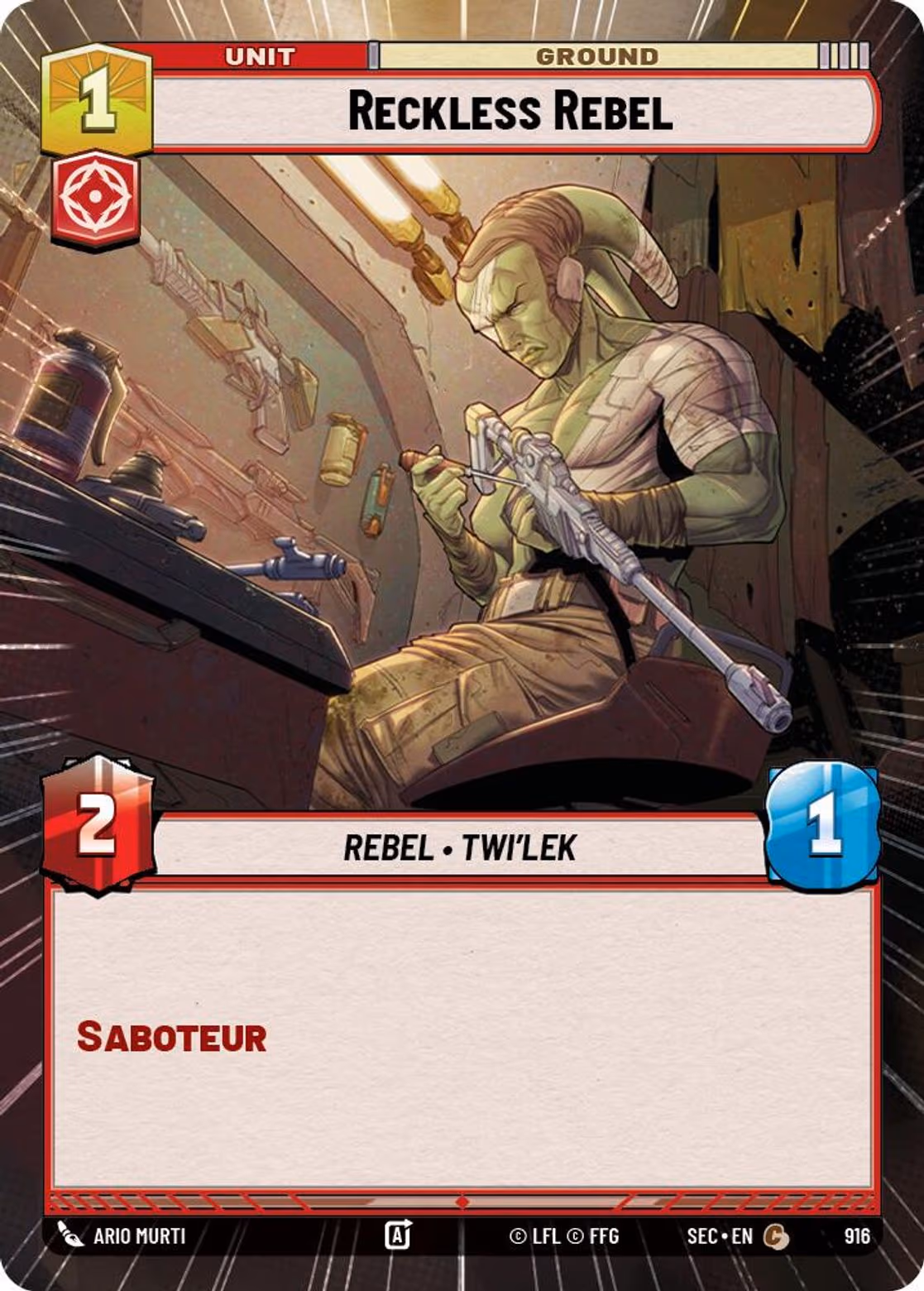 Reckless Rebel SEC-916 Hyperspace Foil Star Wars Unlimited card