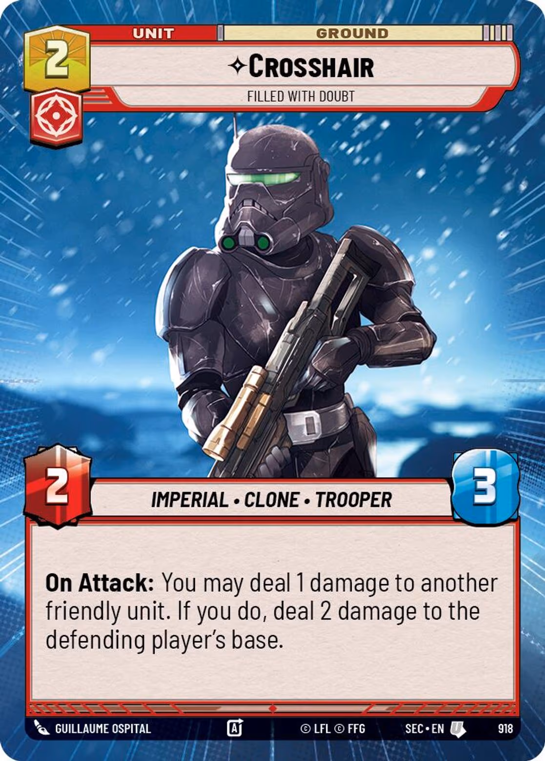 Crosshair - Filled With Doubt SEC-918 Hyperspace Foil Star Wars Unlimited card