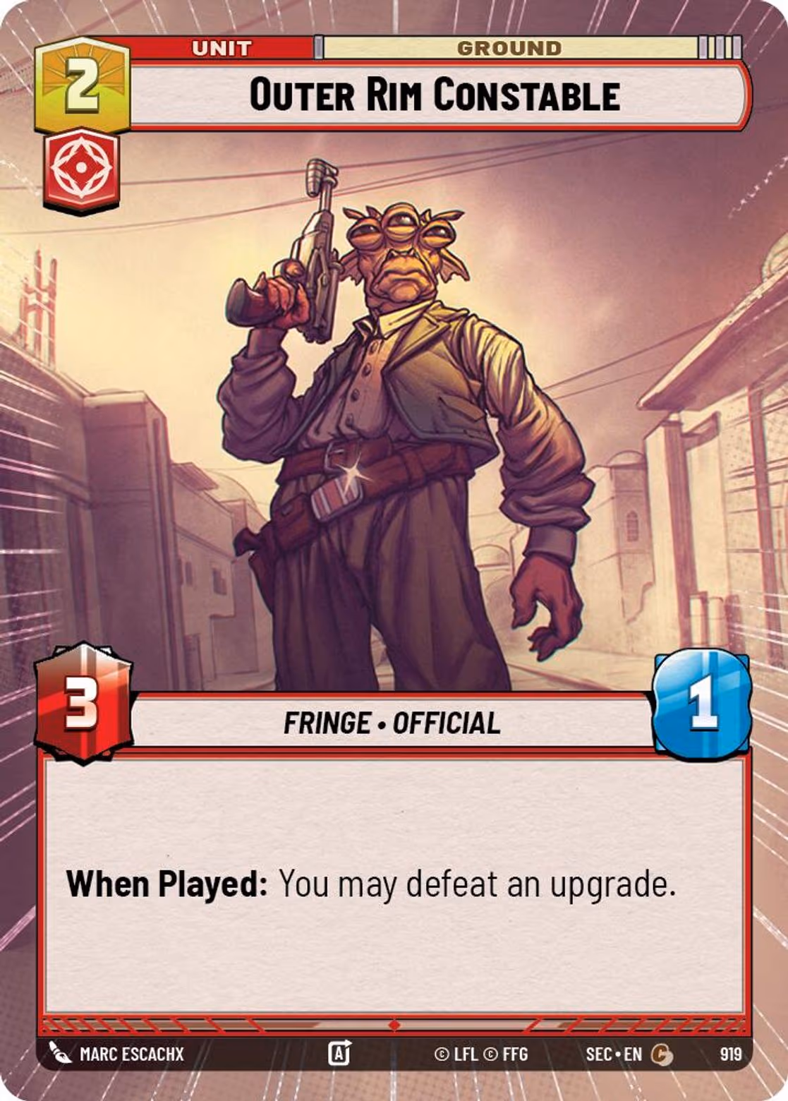 Outer Rim Constable SEC-919 Hyperspace Foil Star Wars Unlimited card