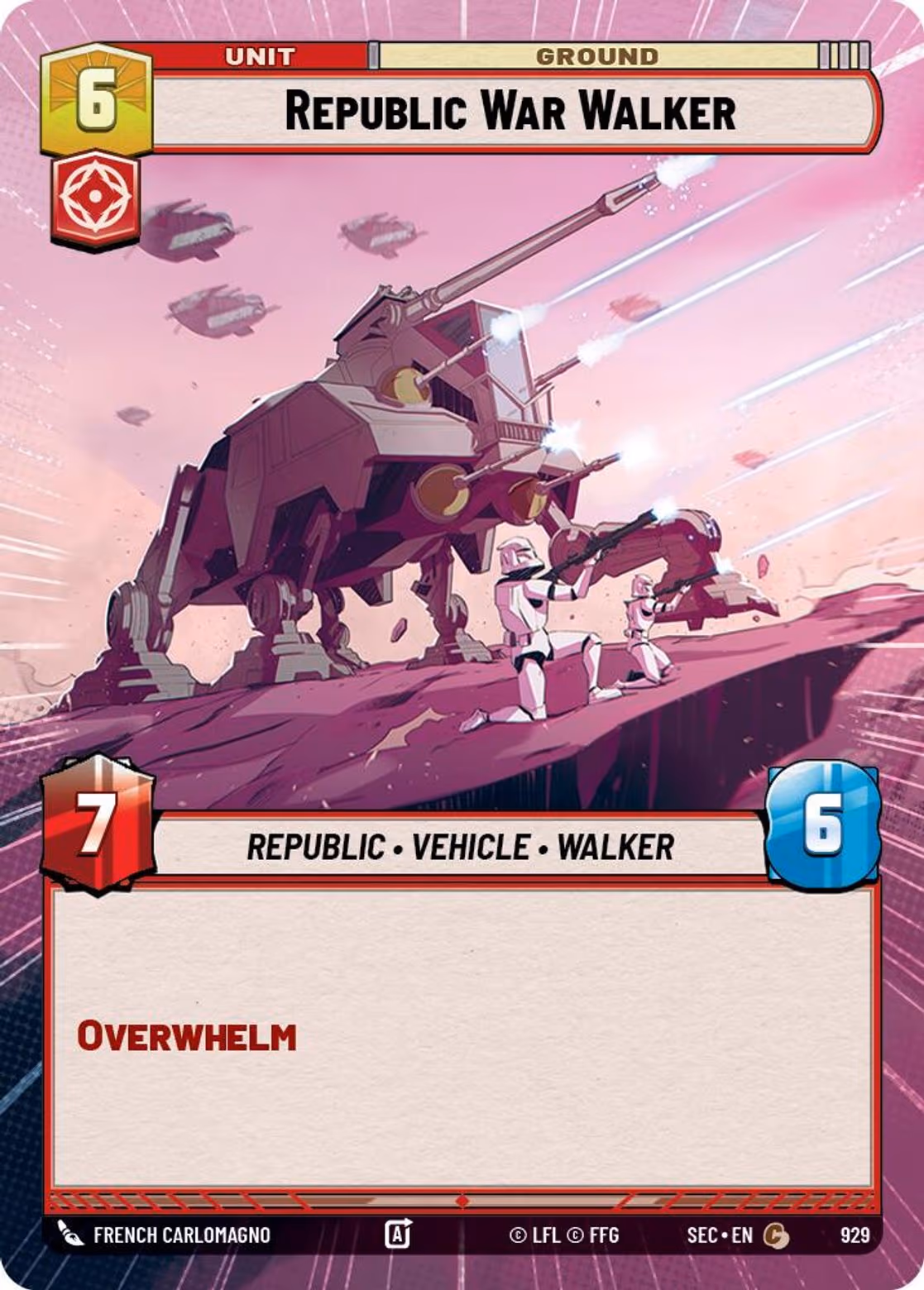 Republic War Walker SEC-929 Hyperspace Foil Star Wars Unlimited card