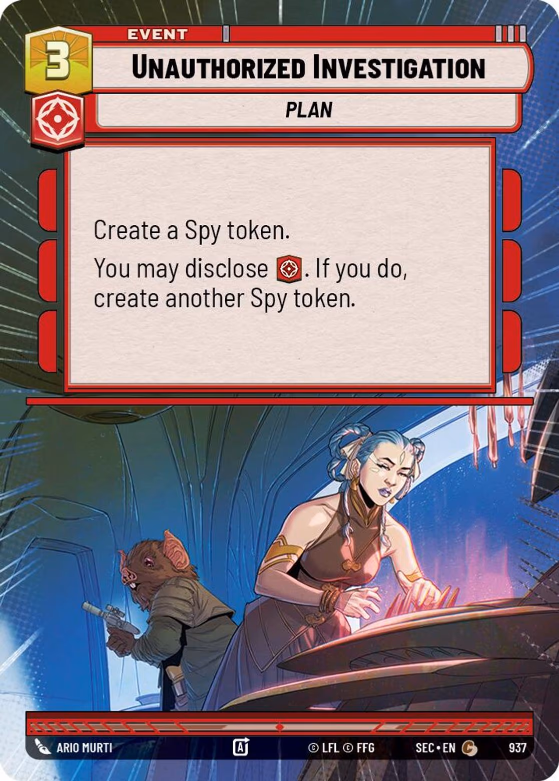 Unauthorized Investigation SEC-937 Hyperspace Foil Star Wars Unlimited card