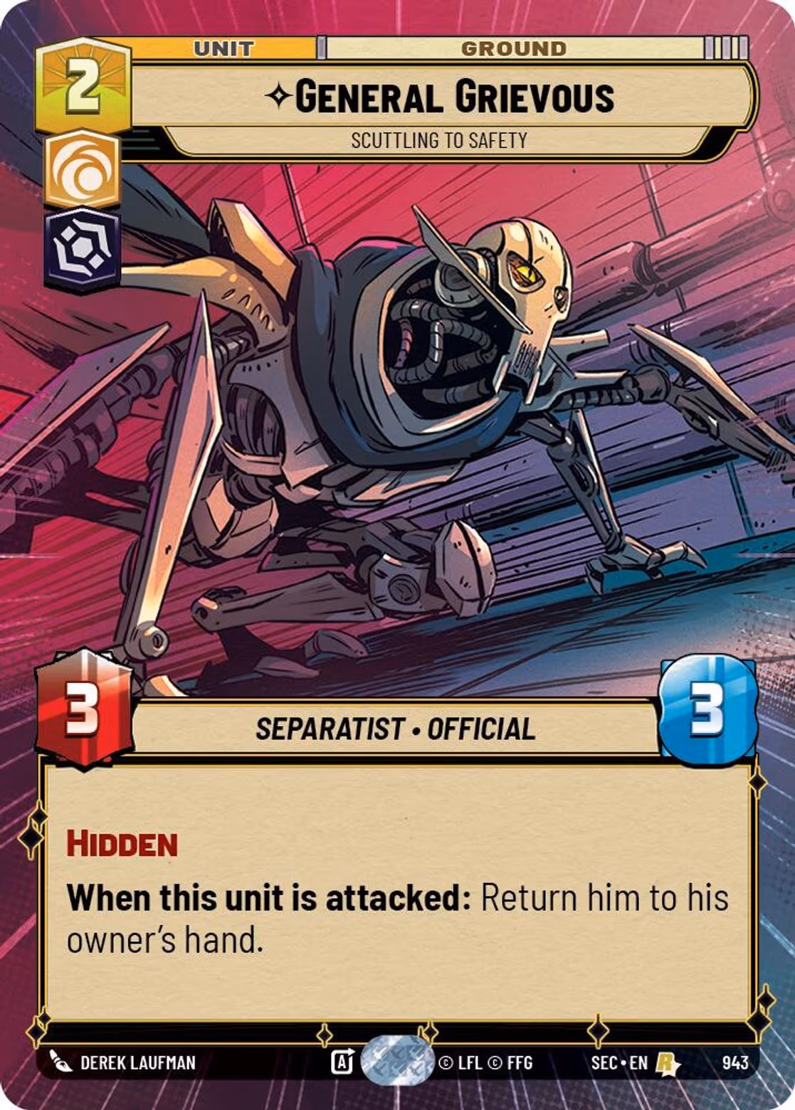 General Grievous - Scuttling to Safety SEC-943 Hyperspace Foil Star Wars Unlimited card
