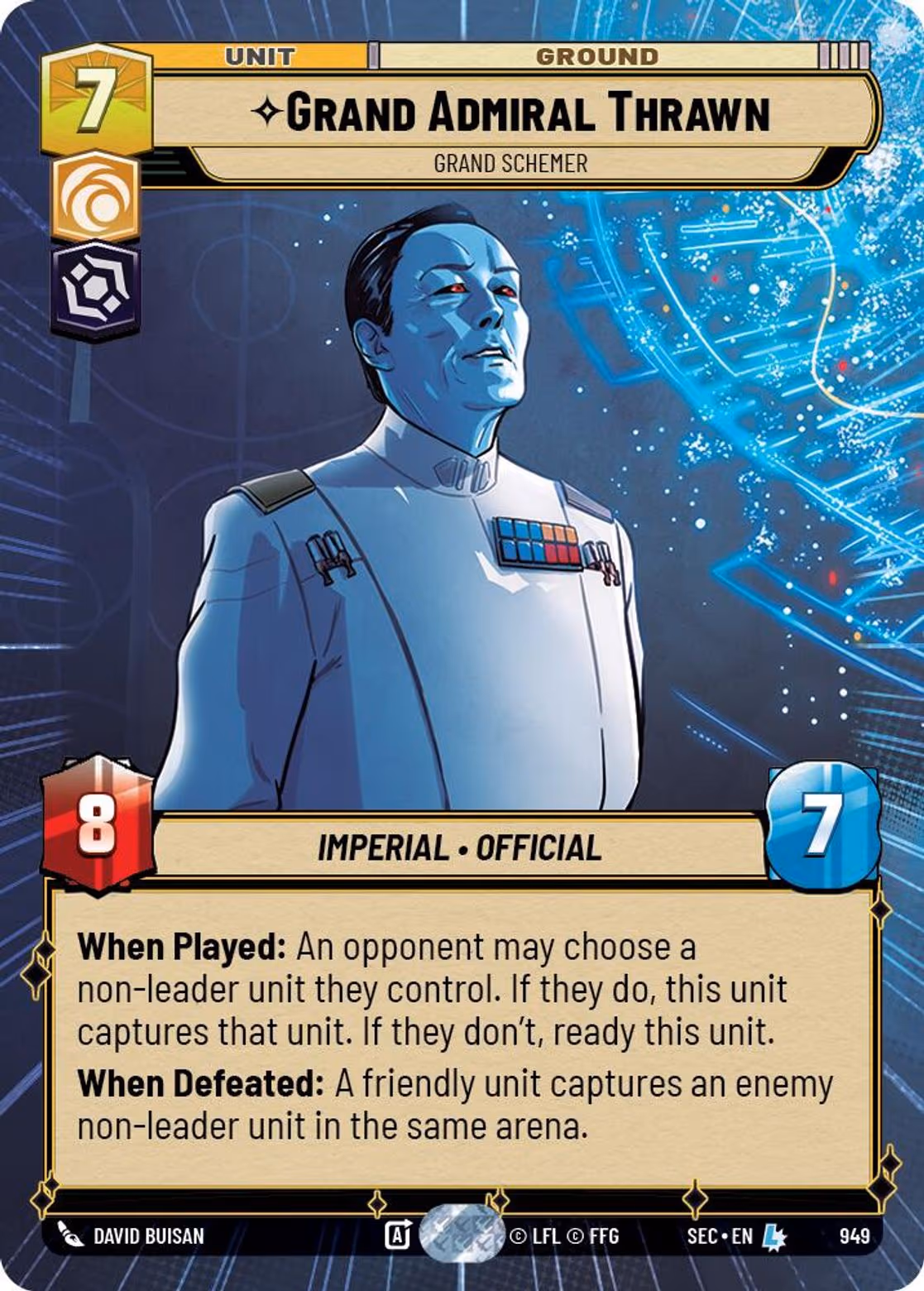 Grand Admiral Thrawn - Grand Schemer SEC-949 Hyperspace Foil Star Wars Unlimited card