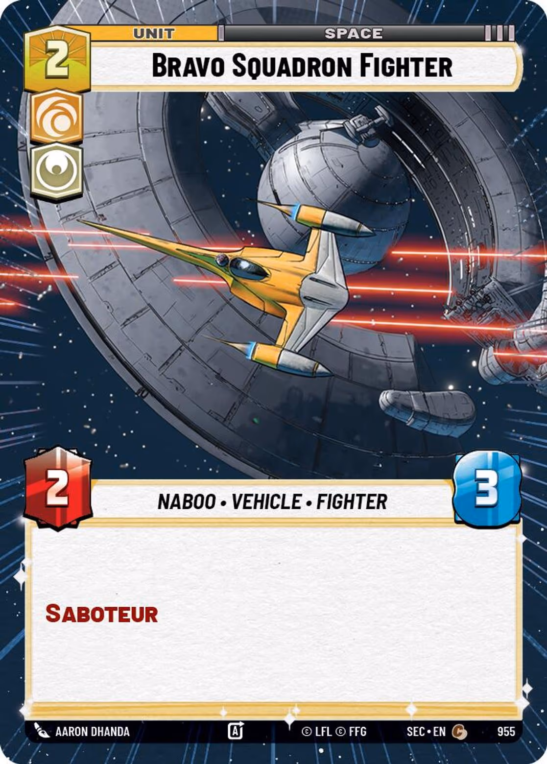 Bravo Squadron Fighter SEC-955 Hyperspace Foil Star Wars Unlimited card