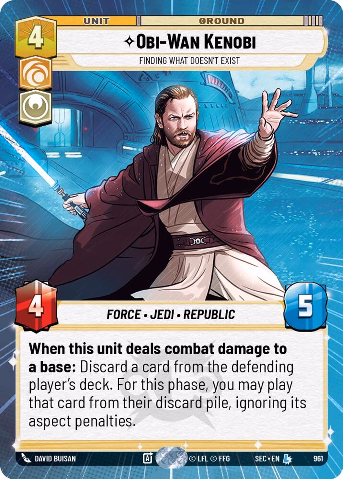 Obi-Wan Kenobi - Finding What Doesn't Exist SEC-961 Hyperspace Foil Star Wars Unlimited card