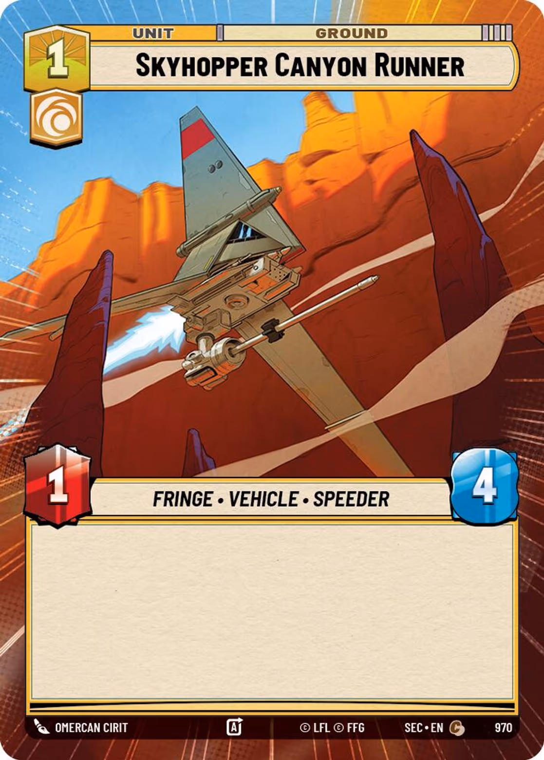 Skyhopper Canyon Runner SEC-970 Hyperspace Foil Star Wars Unlimited card