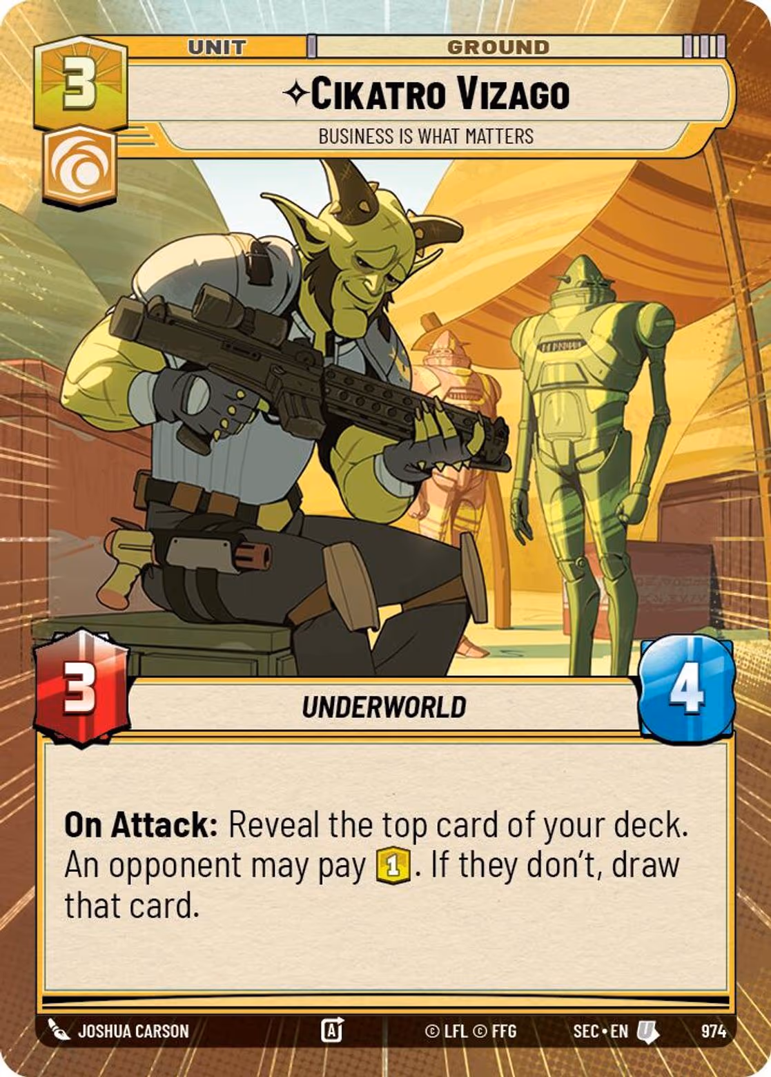 Cikatro Vizago - Business is What Matters SEC-974 Hyperspace Foil Star Wars Unlimited card