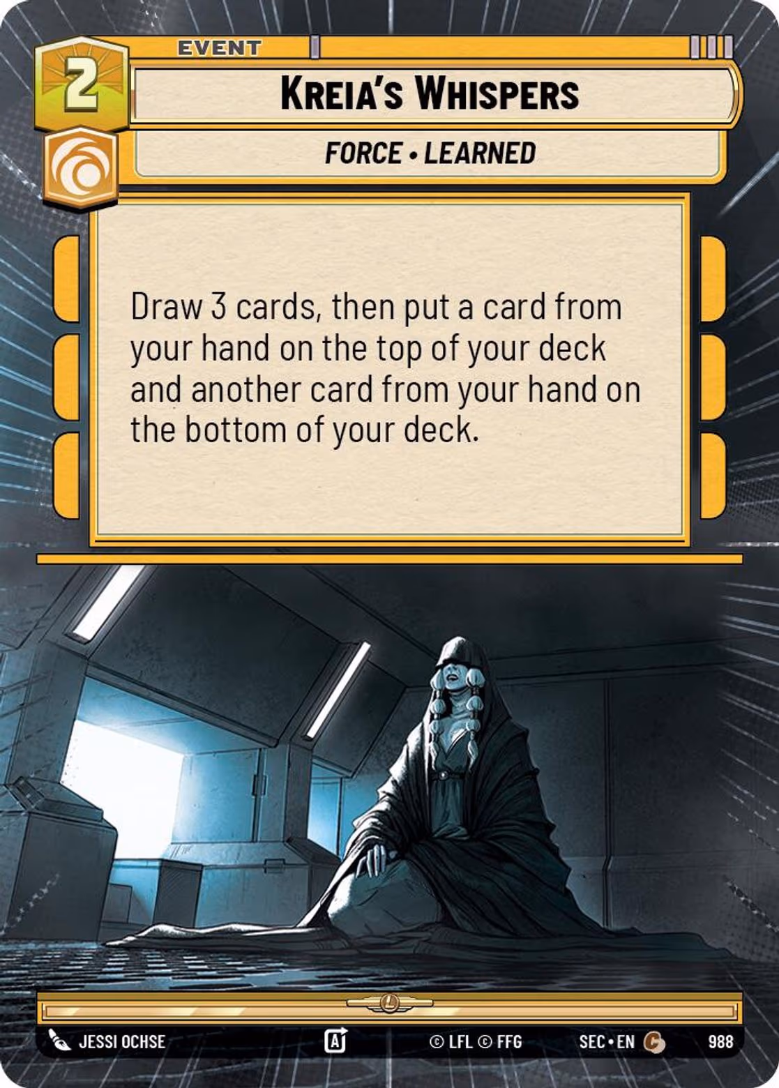 Kreia's Whispers SEC-988 Hyperspace Foil Star Wars Unlimited card