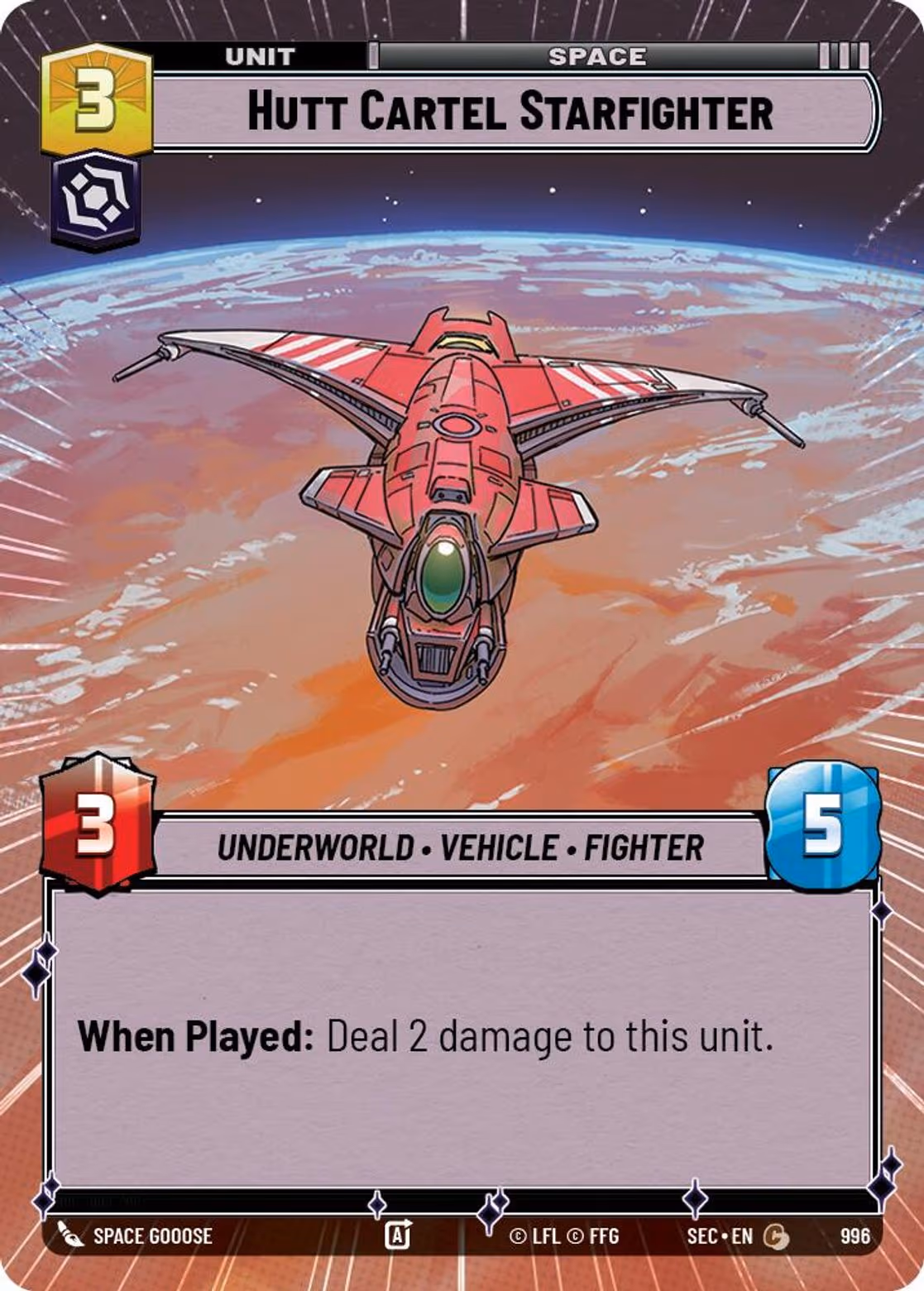 Hutt Cartel Starfighter SEC-996 Hyperspace Foil Star Wars Unlimited card
