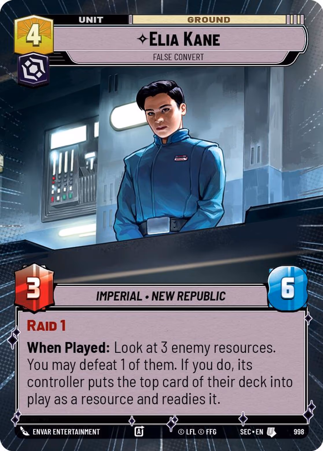 Elia Kane - False Convert SEC-998 Hyperspace Foil Star Wars Unlimited card