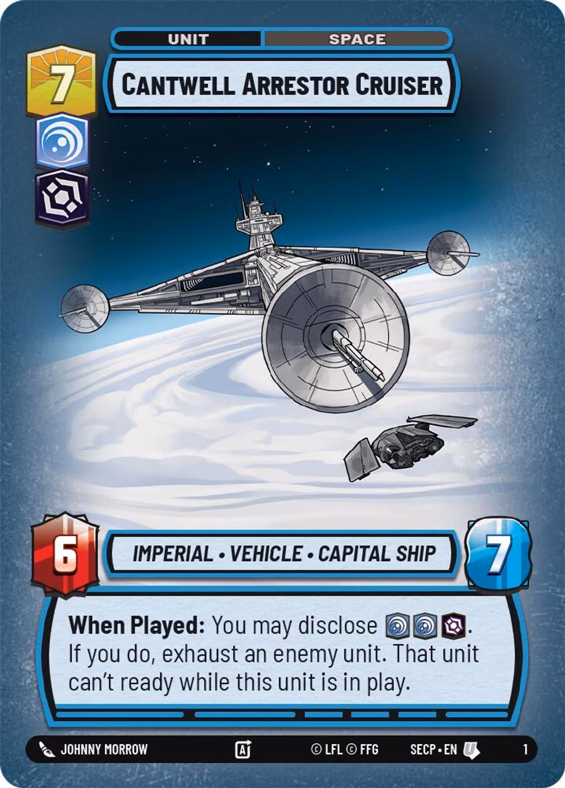 Cantwell Arrestor Cruiser SECOP-01 Star Wars Unlimited card
