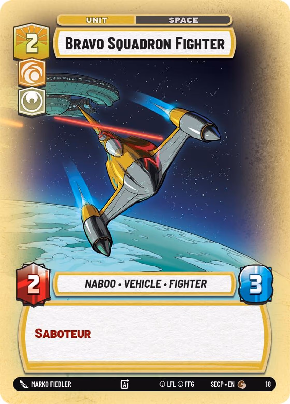 Bravo Squadron Fighter SECOP-18 Star Wars Unlimited card